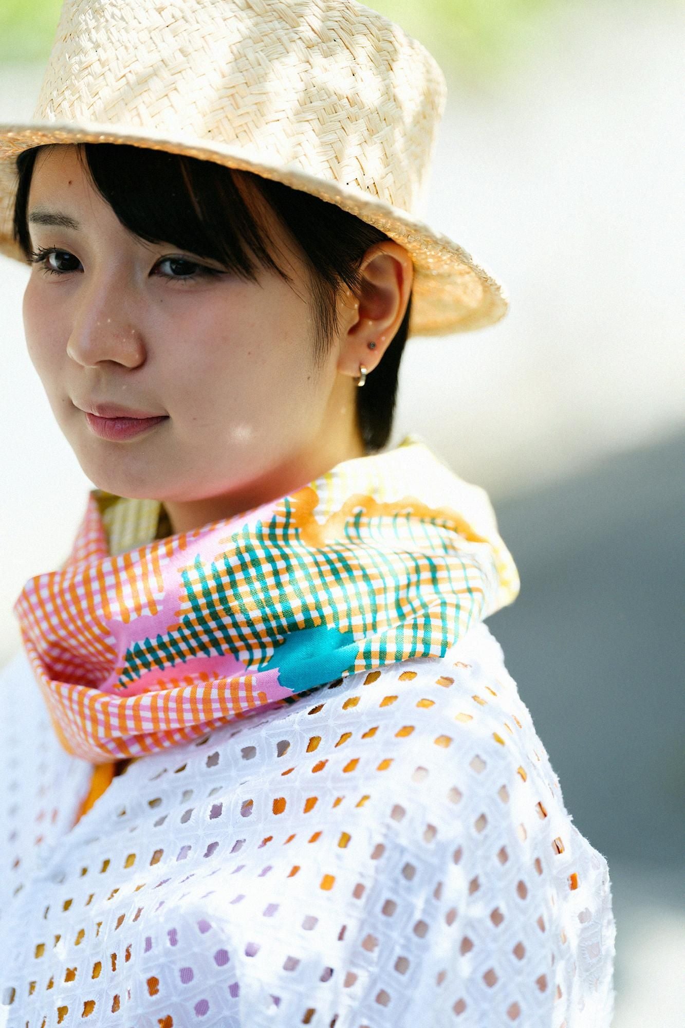 伊勢木綿 くびまき  短丈／彩々（さいさい）