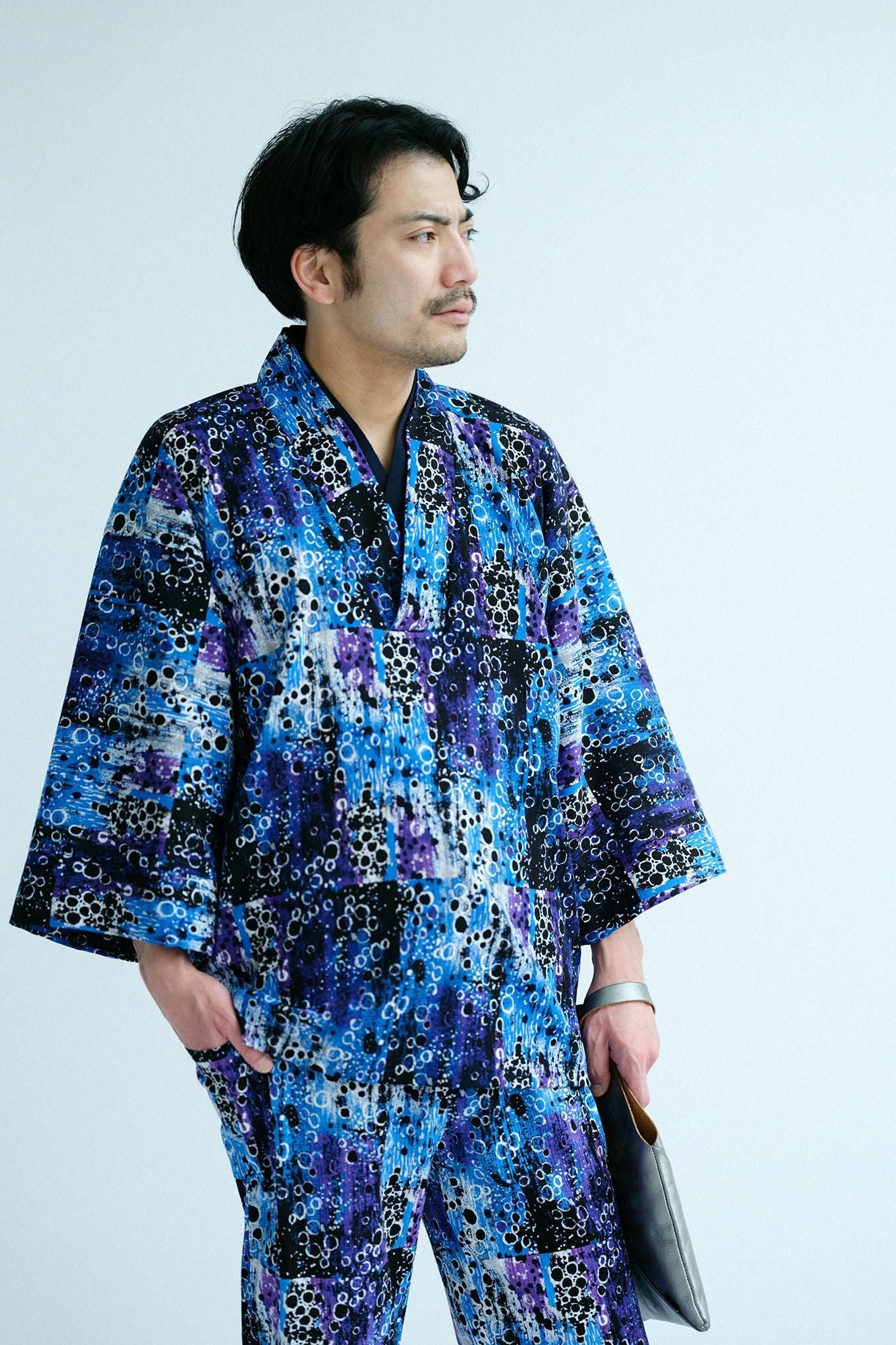 高島縮 40/40 半衿風靡（はんえりふうび）／天目（てんもく）