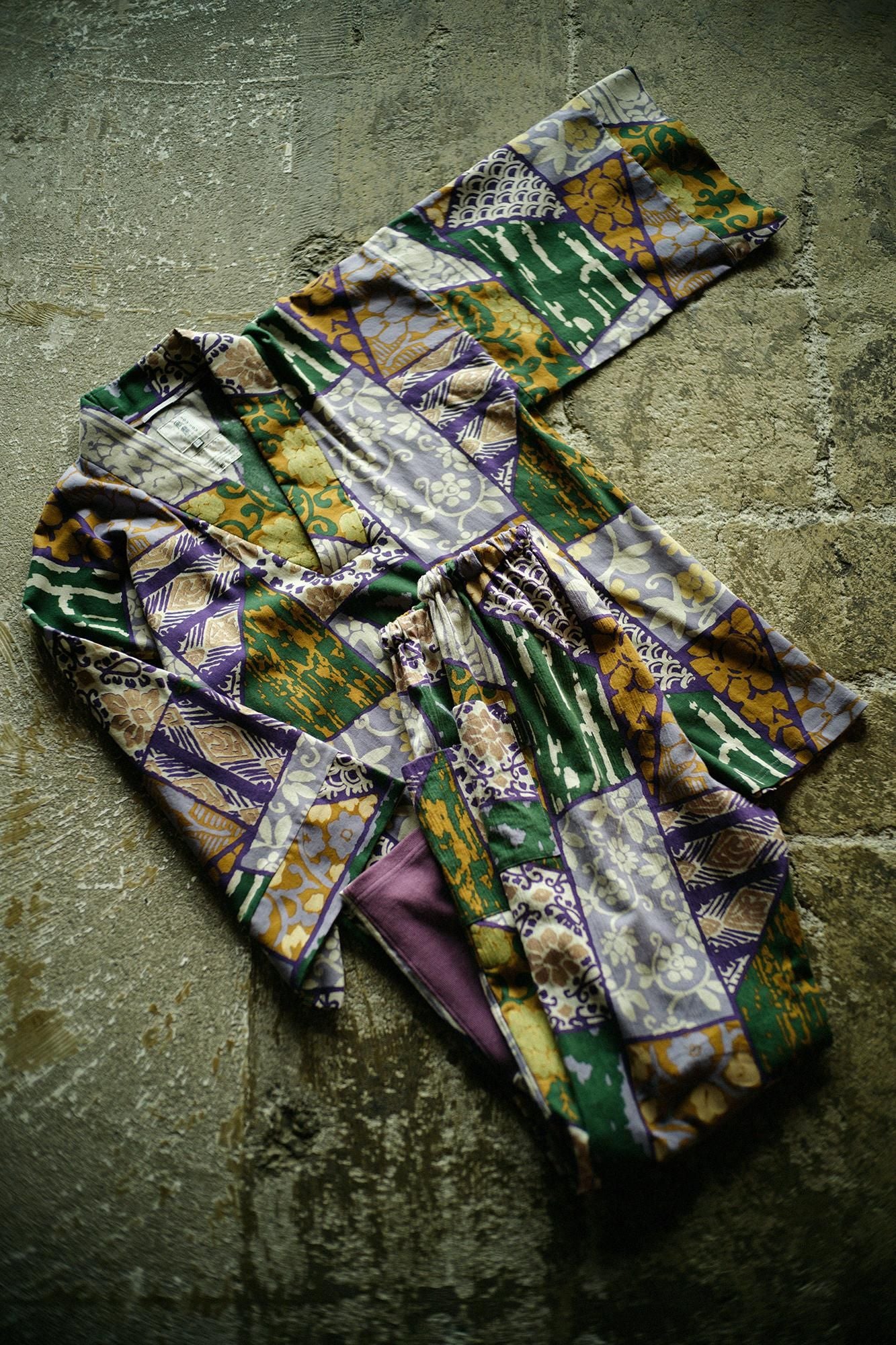 高島縮棉 40/40風靡 上衣／金銀襴緞子等縫合胴服 再現