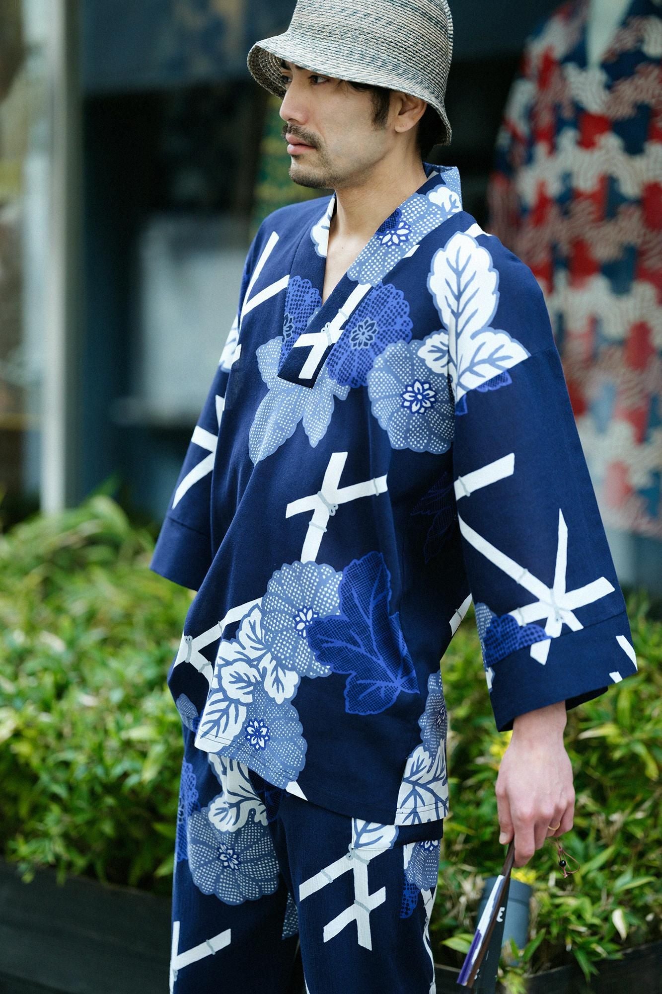 Chizimi Cotton 40/40 Fubi above/Fenced Chrysanthemum-Recreation