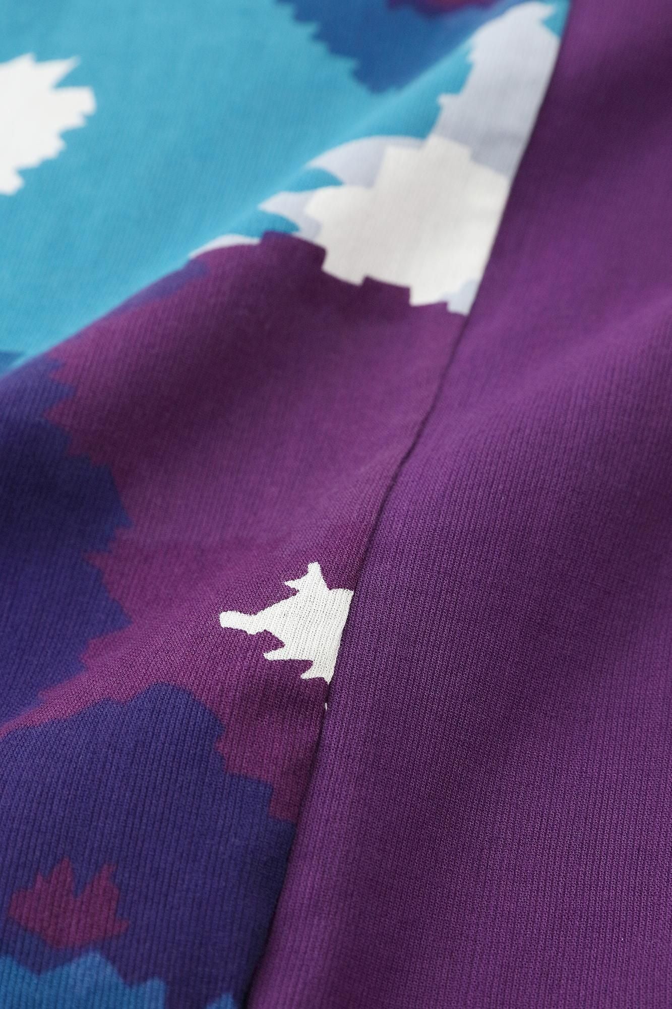 Chizimi Cotton 40/40 Fubi Kimono Shirt Bi-color / Violet × Full Bloom