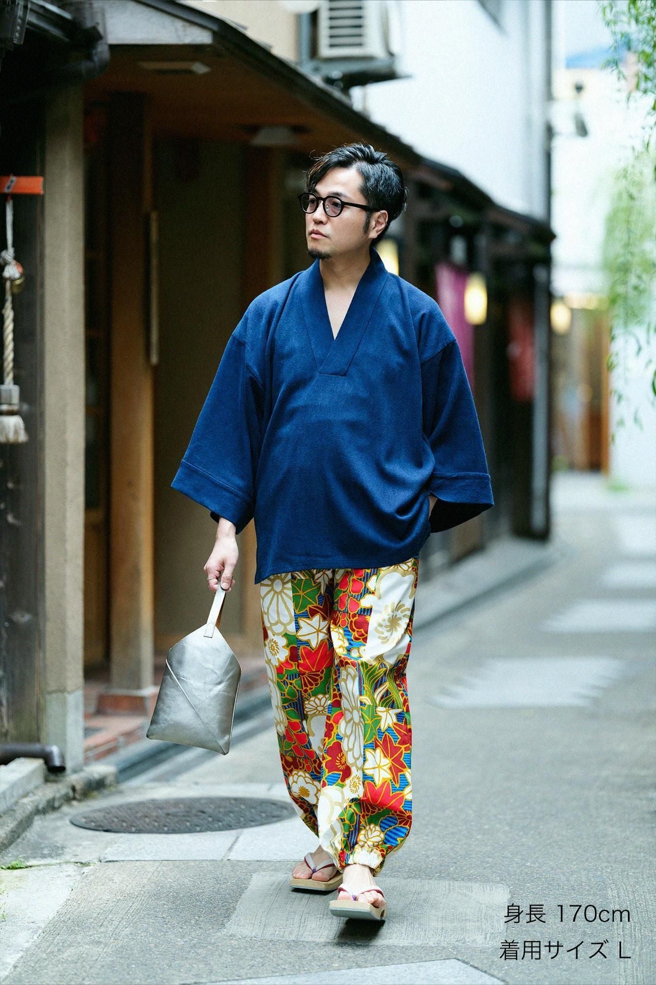 棉絲斜紋織 風靡上衣襯衣／靛藍染