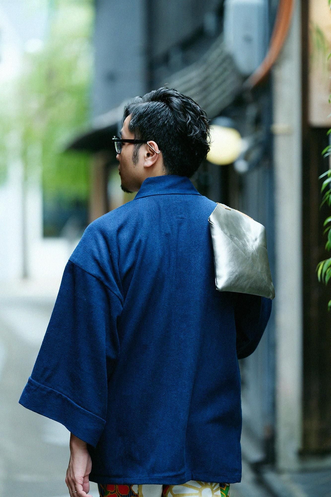 棉絲斜紋織 風靡上衣襯衣／靛藍染