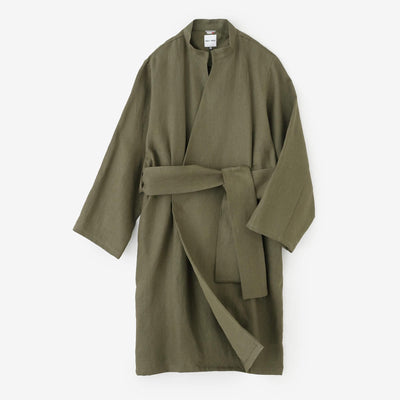 麻 斜紋織 丹前外套 單層／橄欖綠