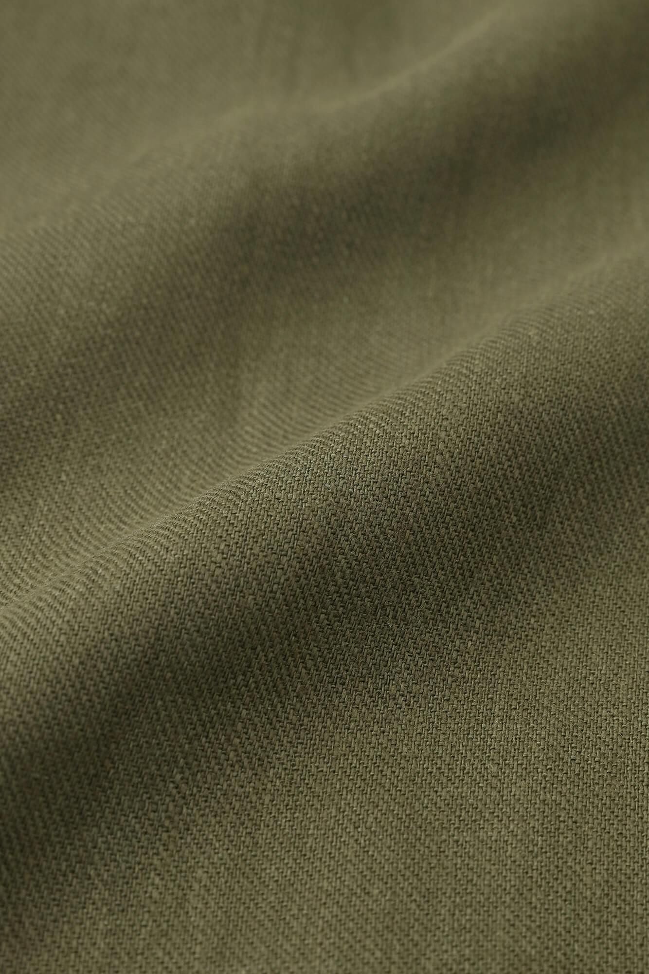 麻 斜紋織 丹前外套 單層／橄欖綠