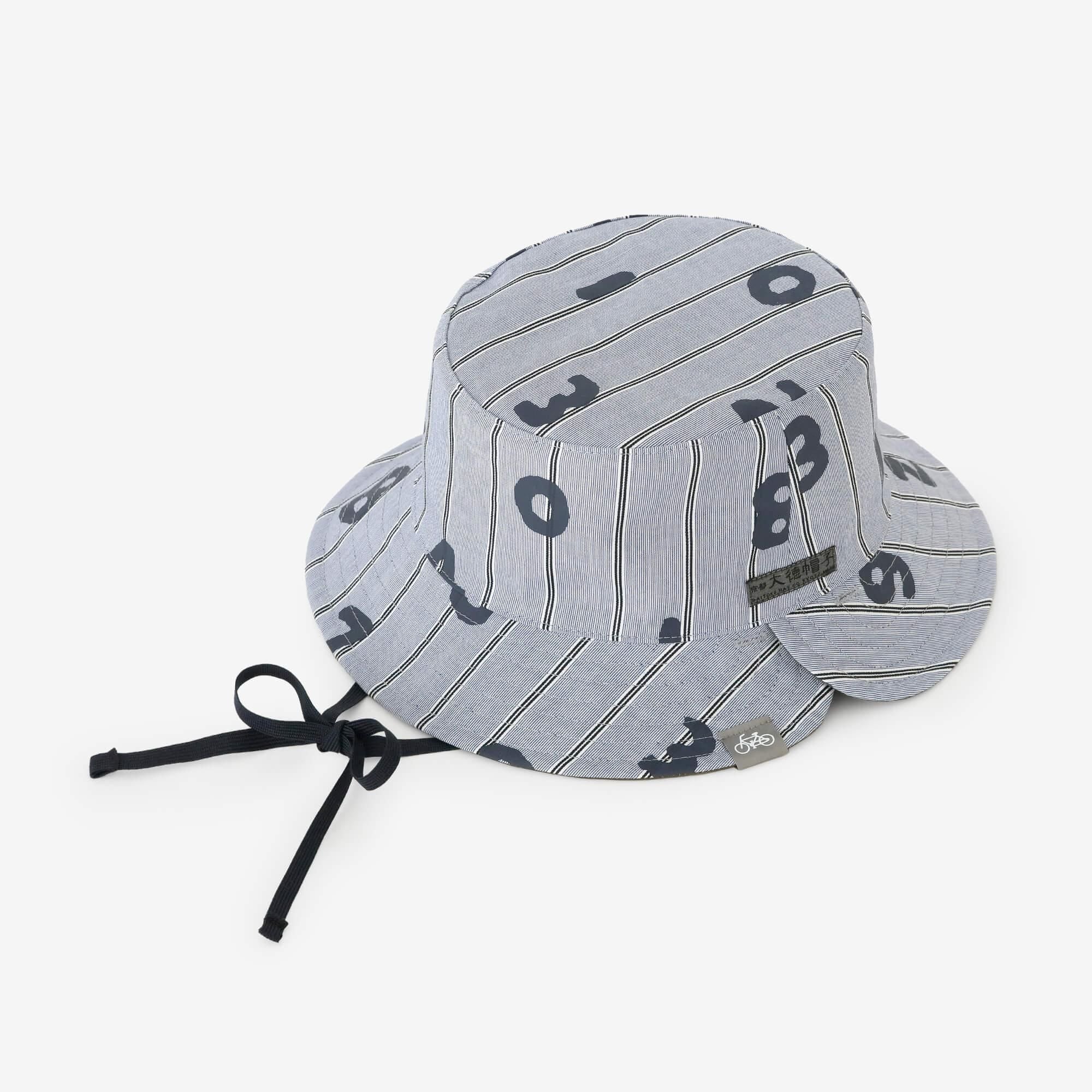 サテンストライプ リバーシブル BIKE HAT／SO-SU-U 灰青（はいあお）