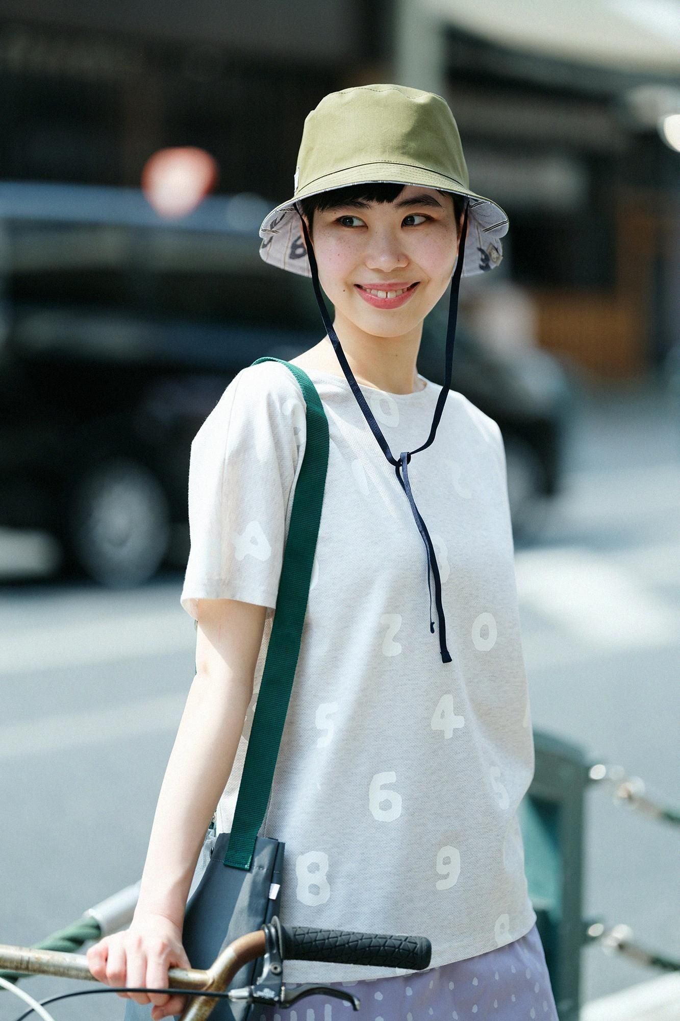 SOUSOU様、専用 サテンストライプ リバーシブル BIKE HAT／SO-SU-U 灰青（はいあお）