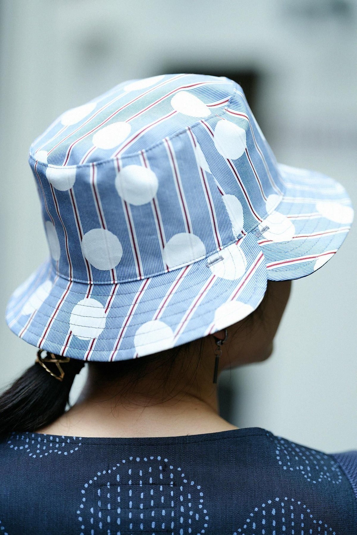 【3월 10일경 발송 예정】 새틴 스트라이프 리버시블 BIKE HAT／스이교쿠 청청