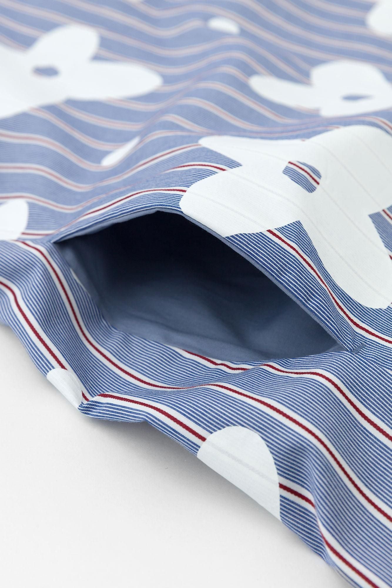 새틴 줄무늬 BIKE원피스／산꽃바람 네이비 블루