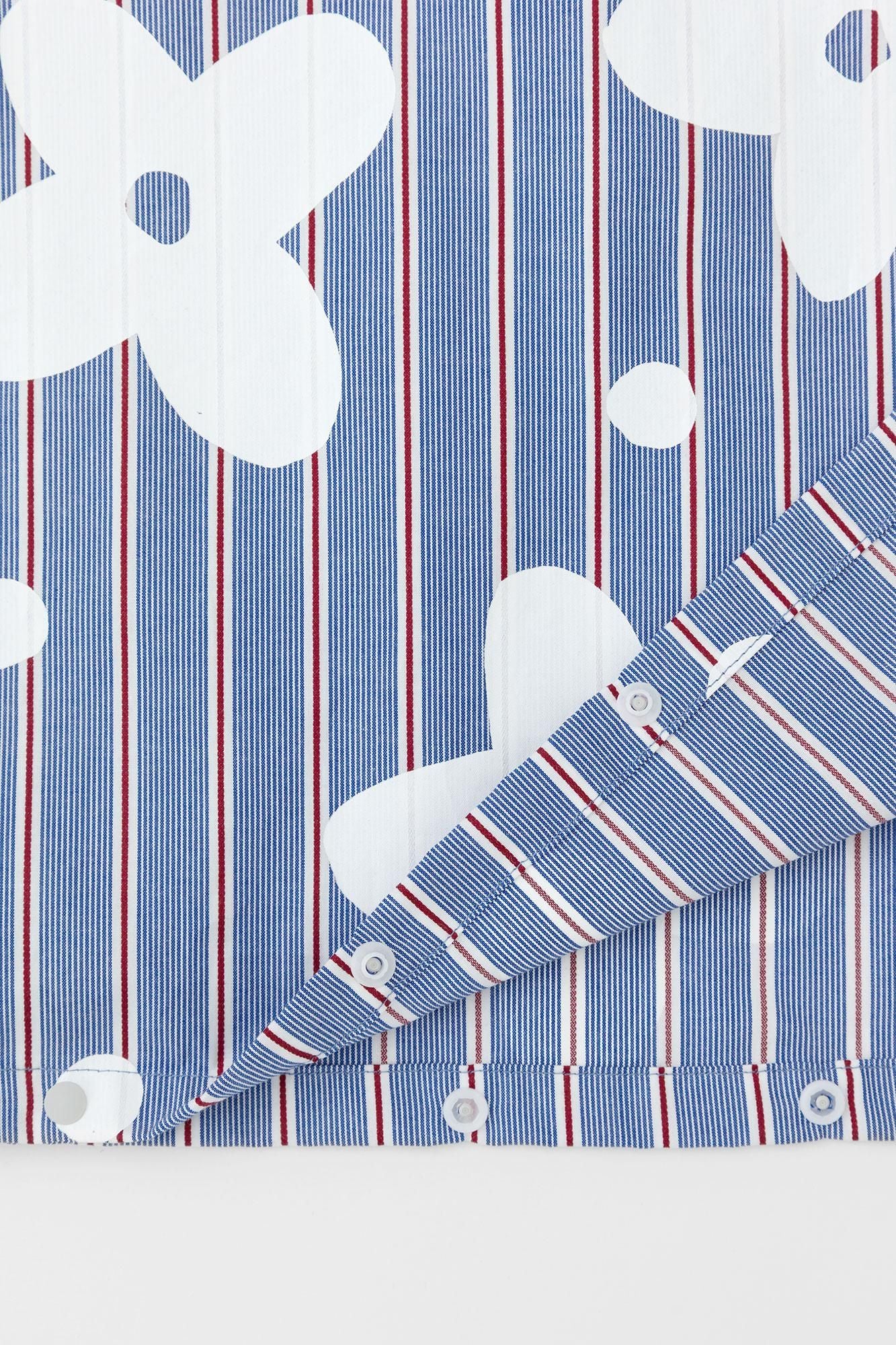 새틴 줄무늬 BIKE원피스／산꽃바람 네이비 블루