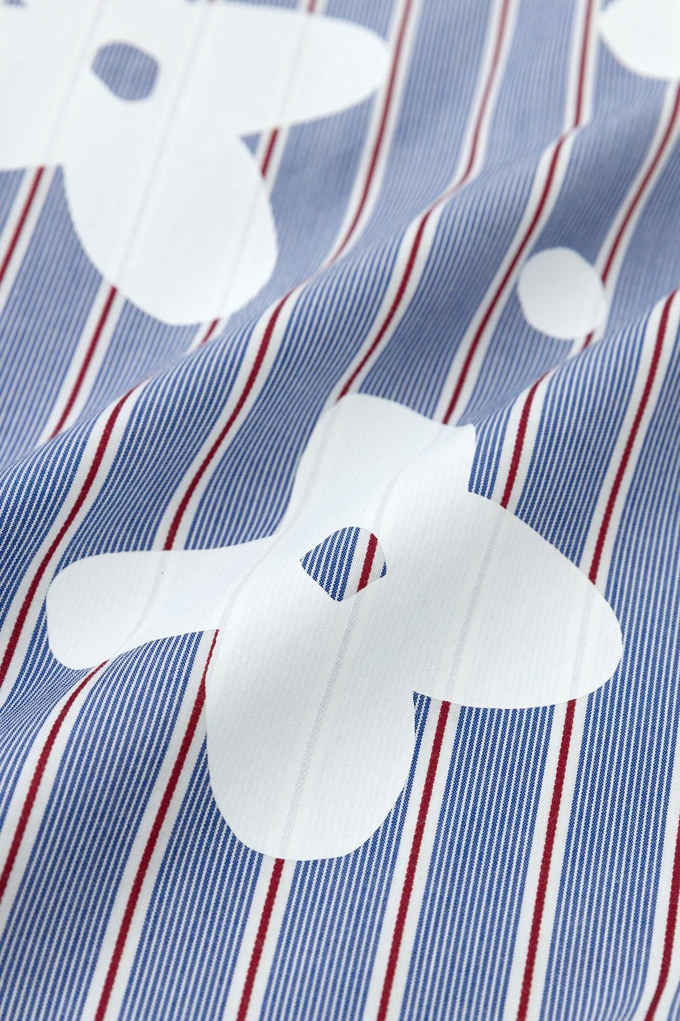 새틴 줄무늬 BIKE원피스／산꽃바람 네이비 블루