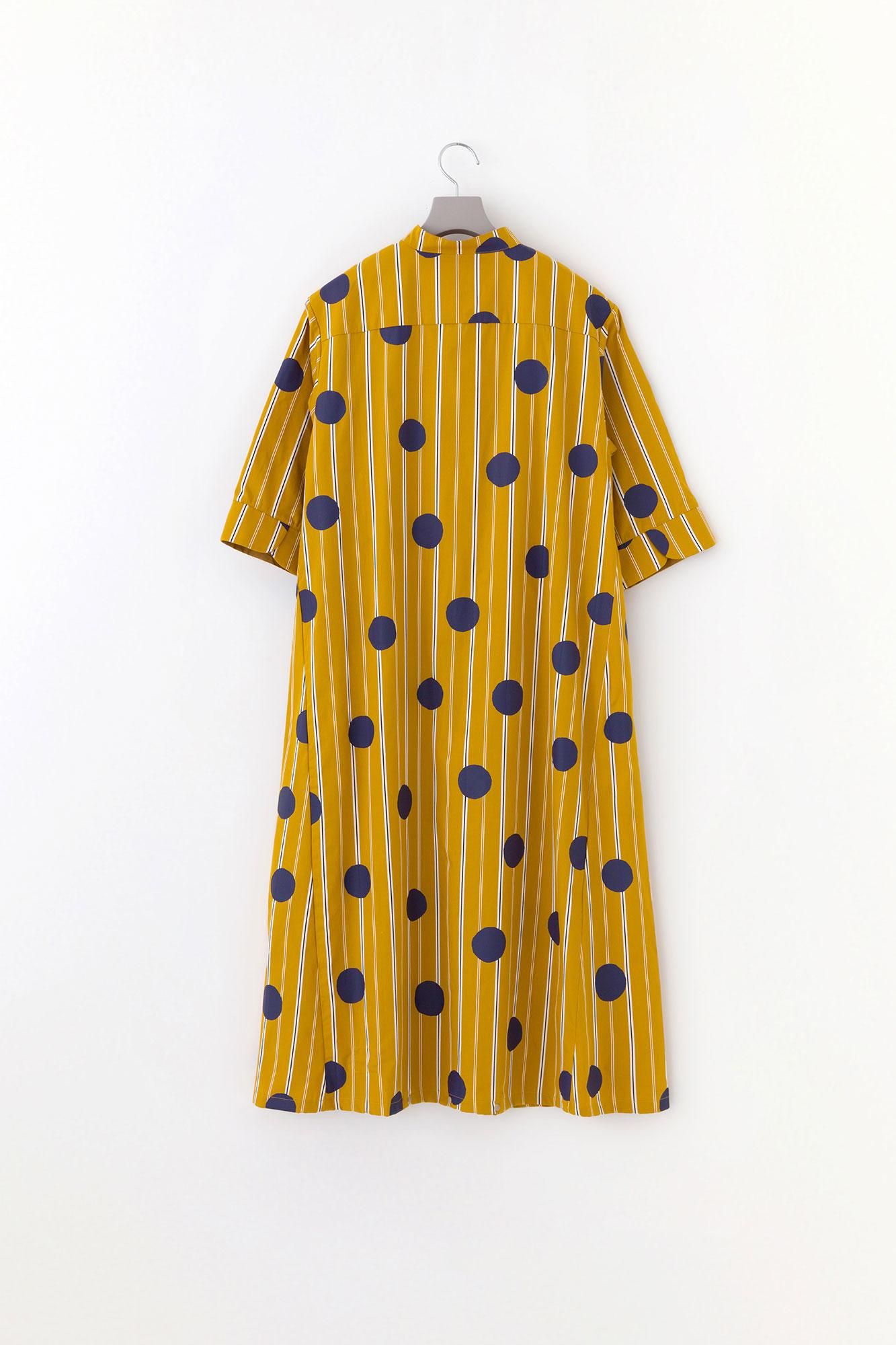 Satin Striped BIKE One-piece Dress / Polka Dots Mara Yellow