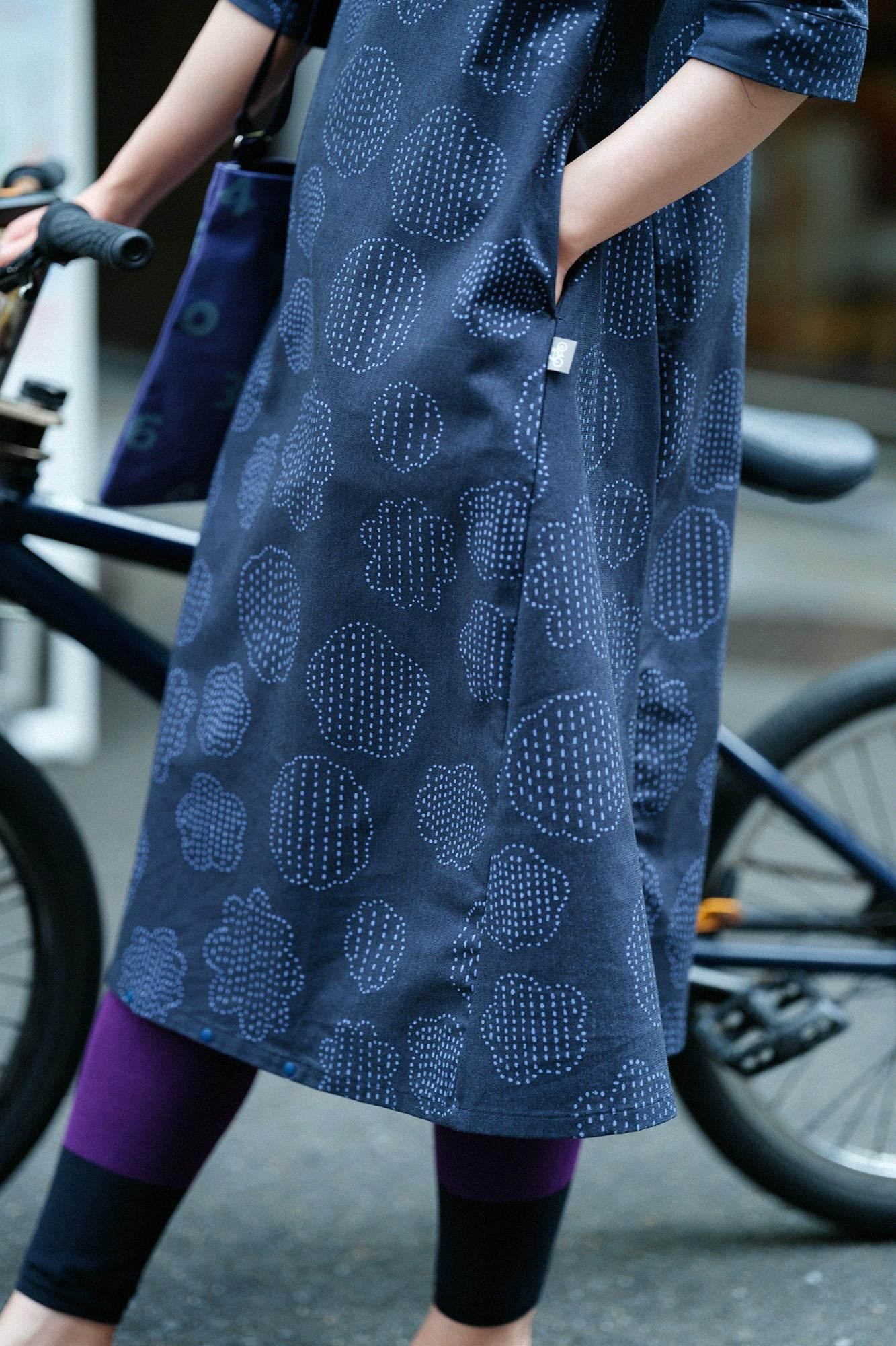 net限定】綿×クールマックス(R) BIKEワンピース／青花（あおばな）