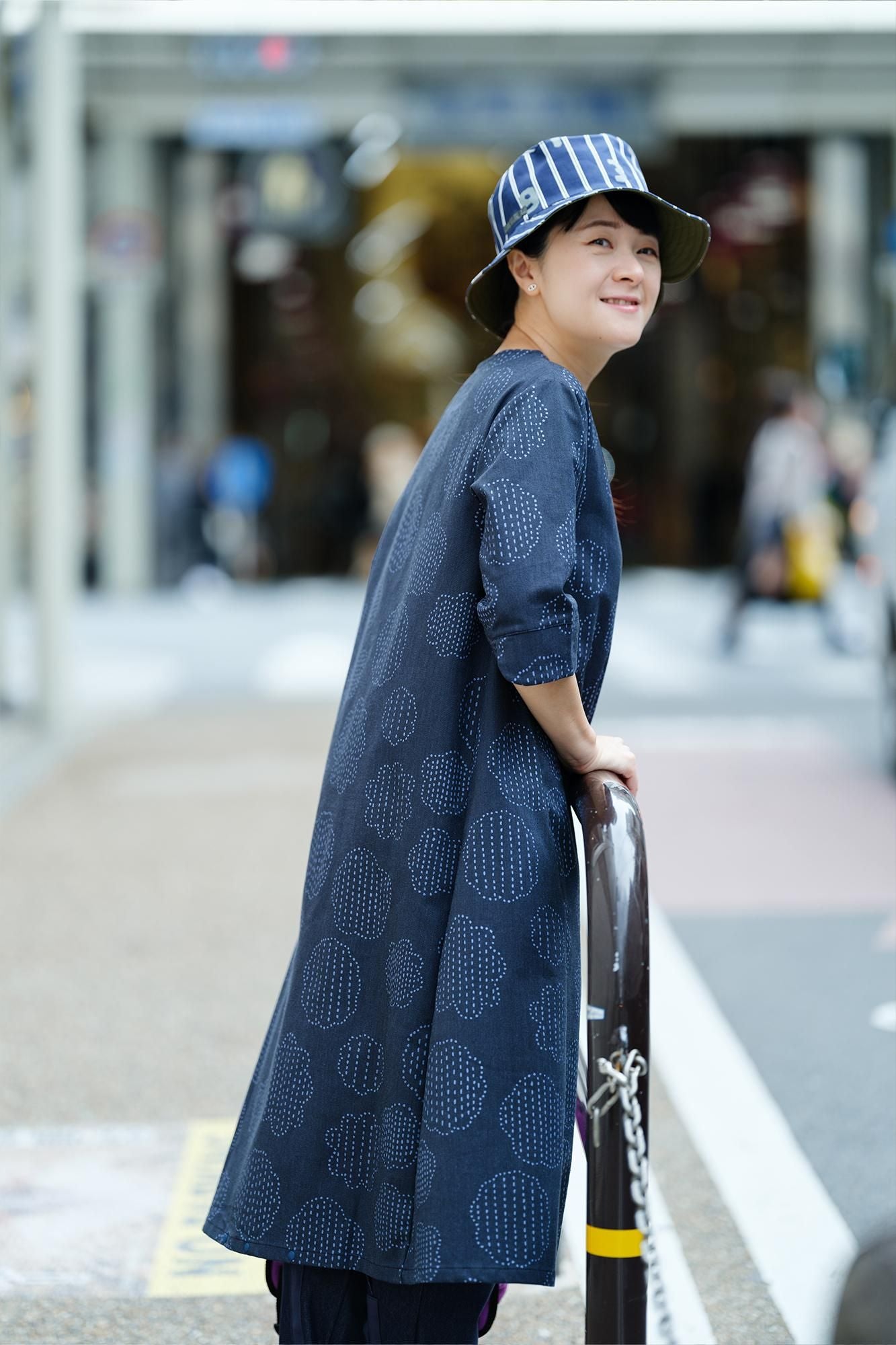 net限定】綿×クールマックス(R) BIKEワンピース／青花（あおばな）