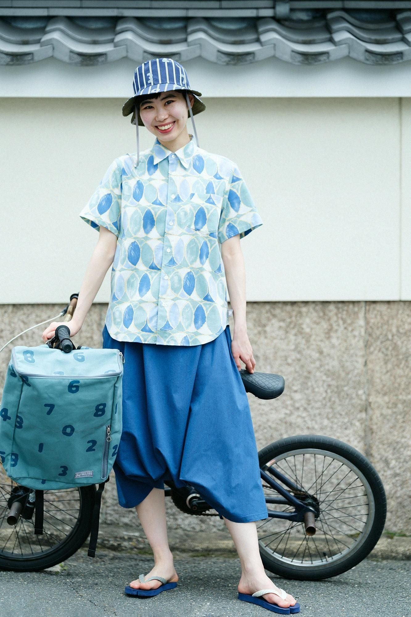 net限定】高島縮 20/20 半袖シャツ／輪（わ）つなぎ 水影（みずかげ）