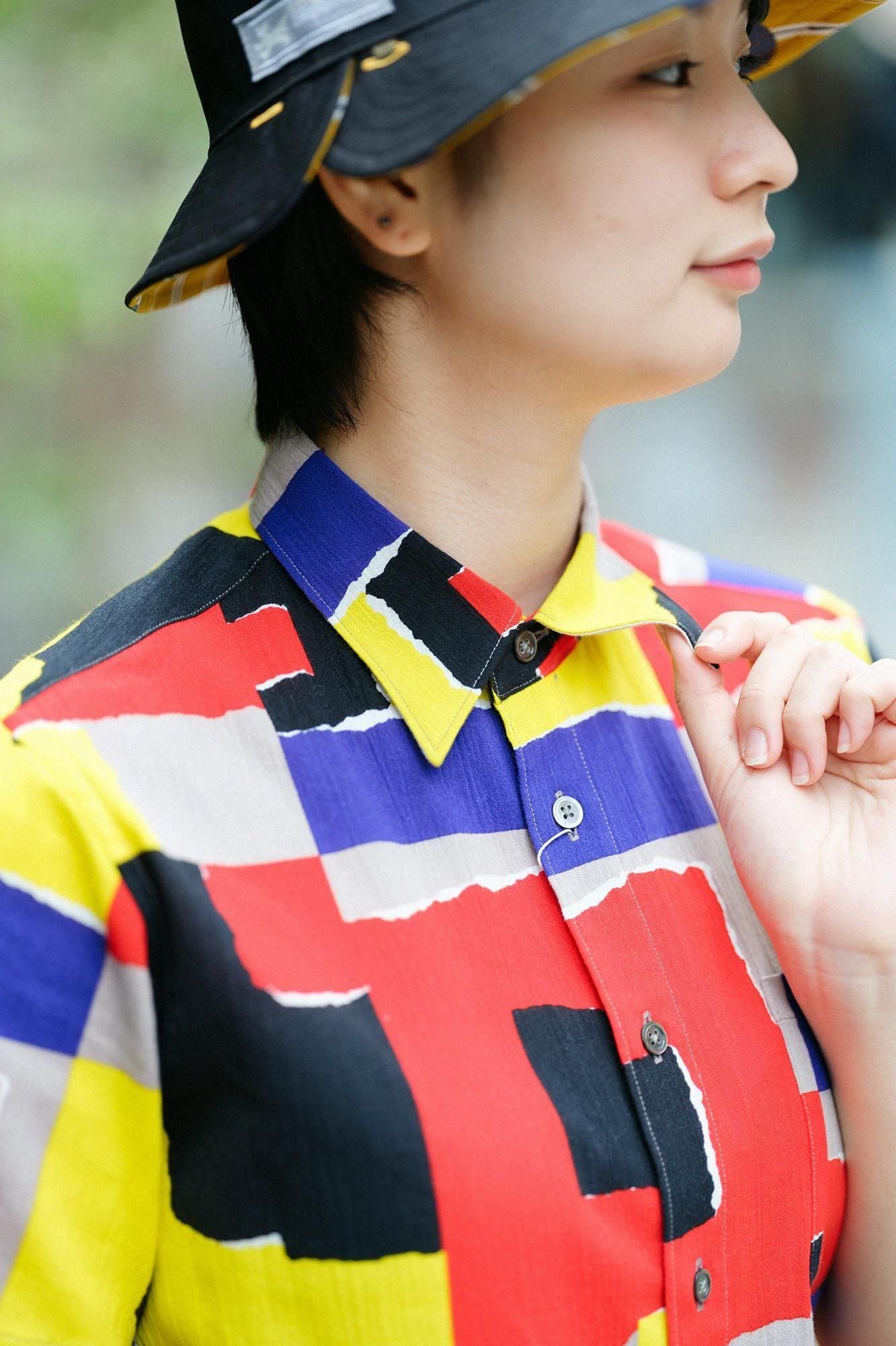Chizimi Cotton 20/20 Short Sleeve Shirt / Vermilion Summer
