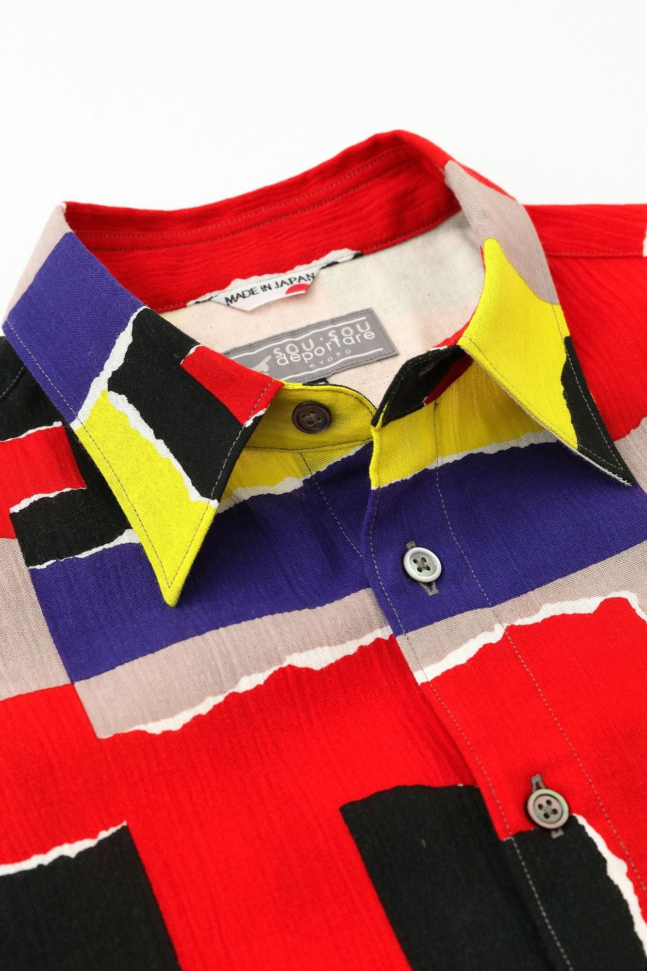 高島縮 20/20 半袖シャツ／朱夏（しゅか）