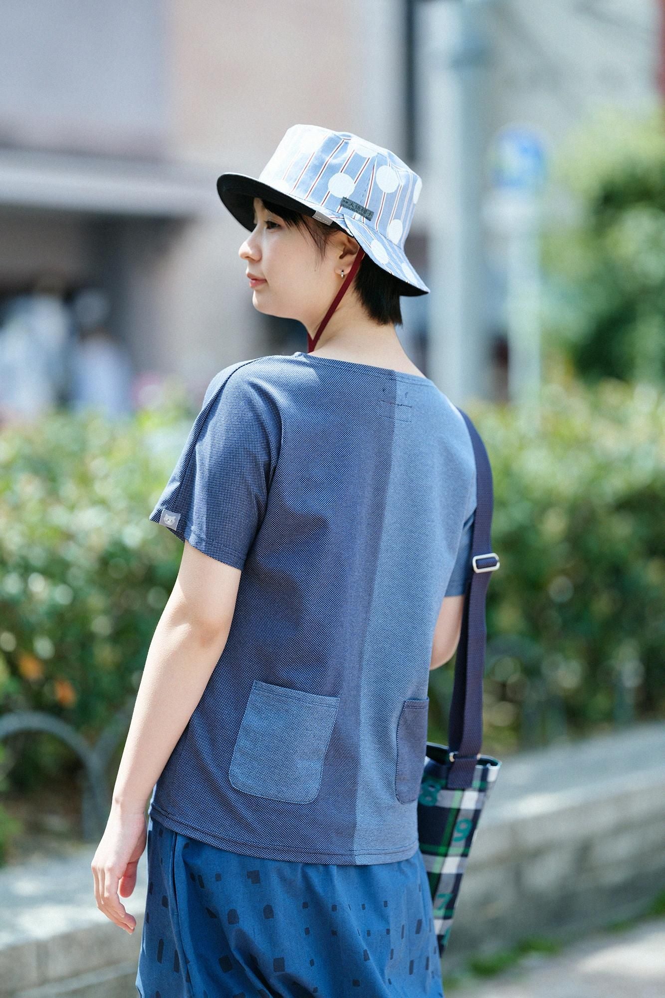 [En ligne uniquement] T-shirt en forme de tricot Kanocon / Heather Navy x Heather Blue