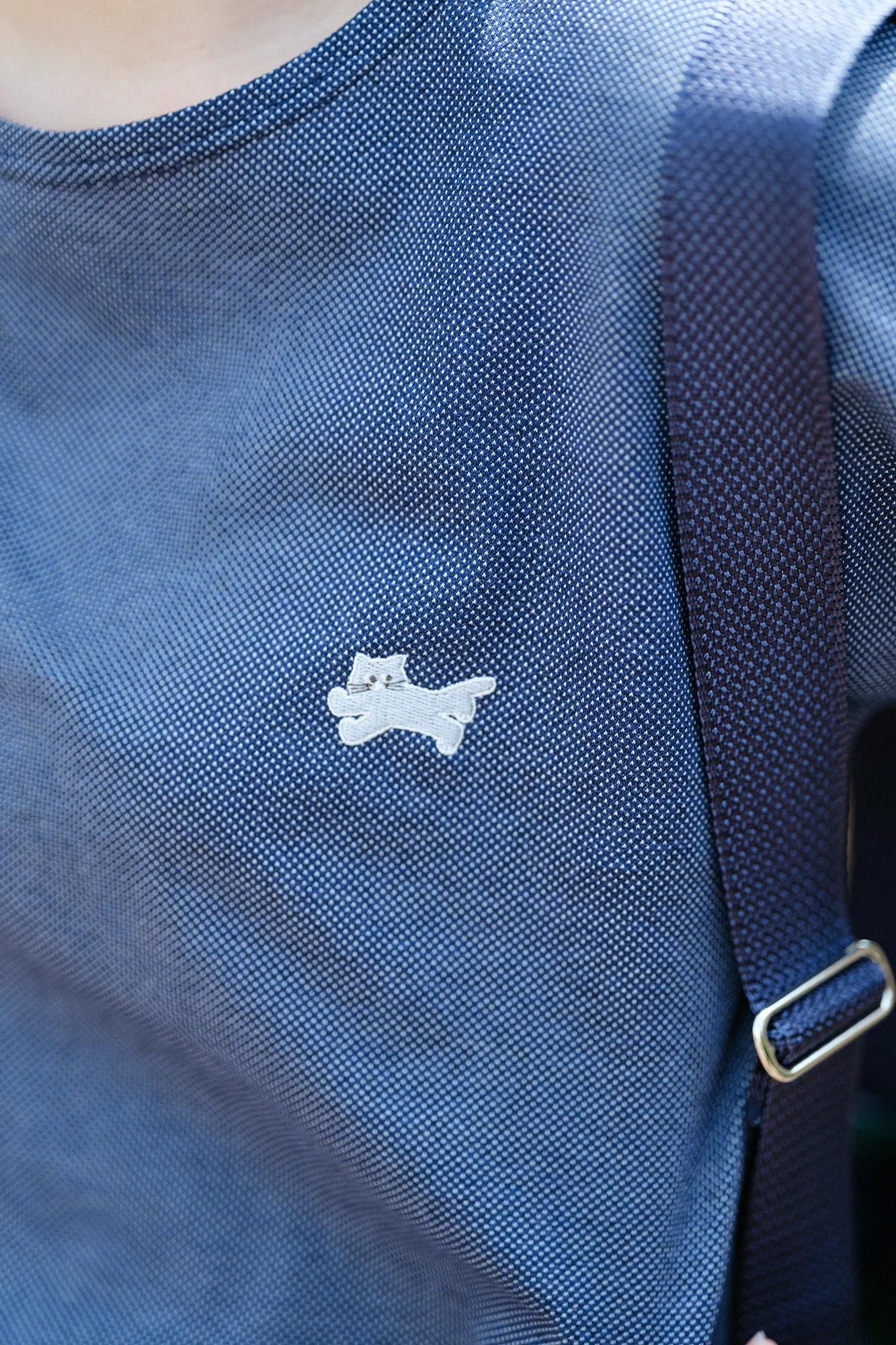 [En ligne uniquement] T-shirt en forme de tricot Kanocon / Heather Navy x Heather Blue