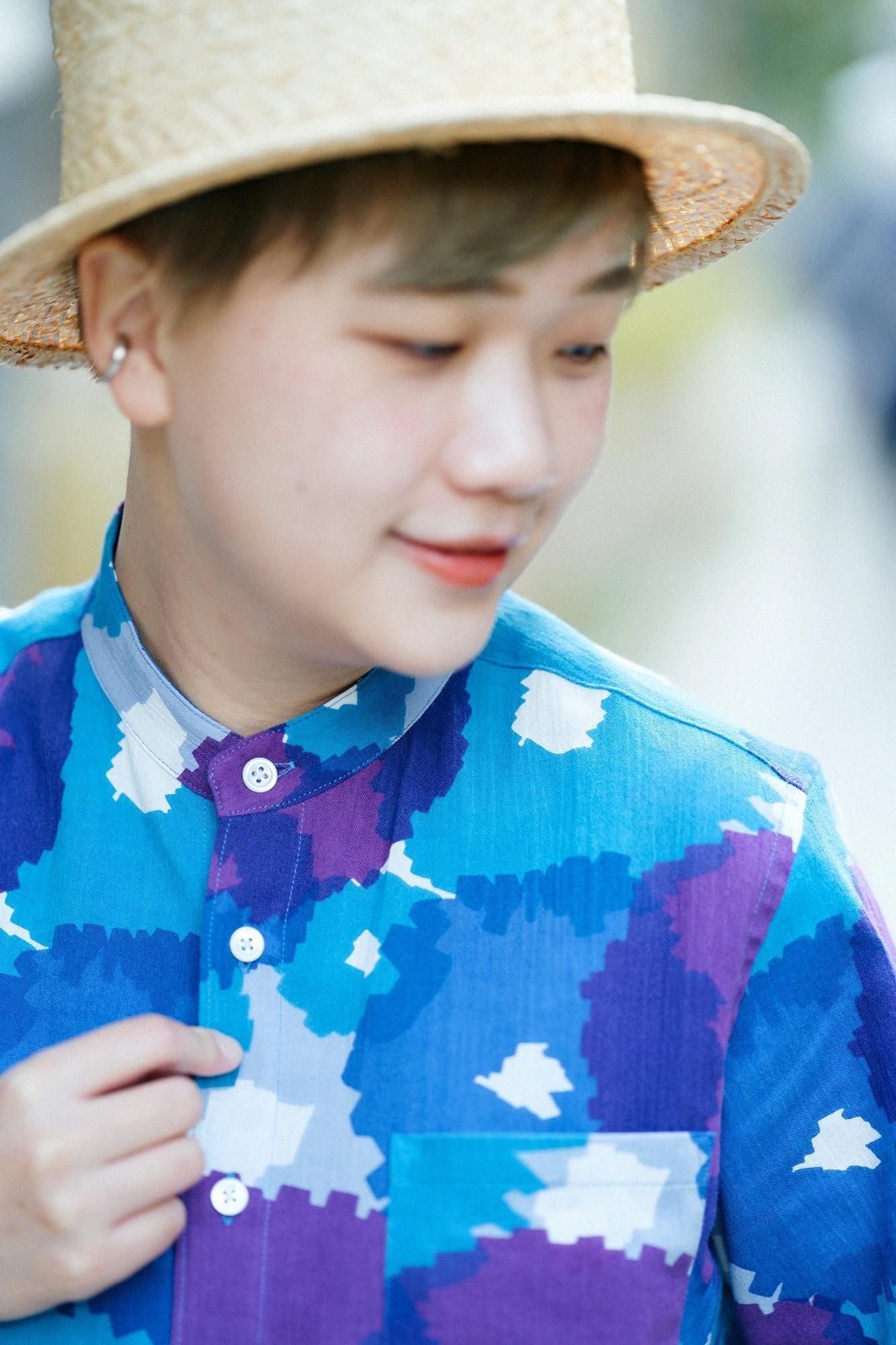 Chizimi Cotton 20/20 Stand Collar Short Sleeve Shirt / Full Bloom