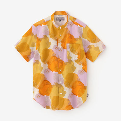 Chizimi Cotton 20/20 Stand Collar Short Sleeve Shirt / Vague