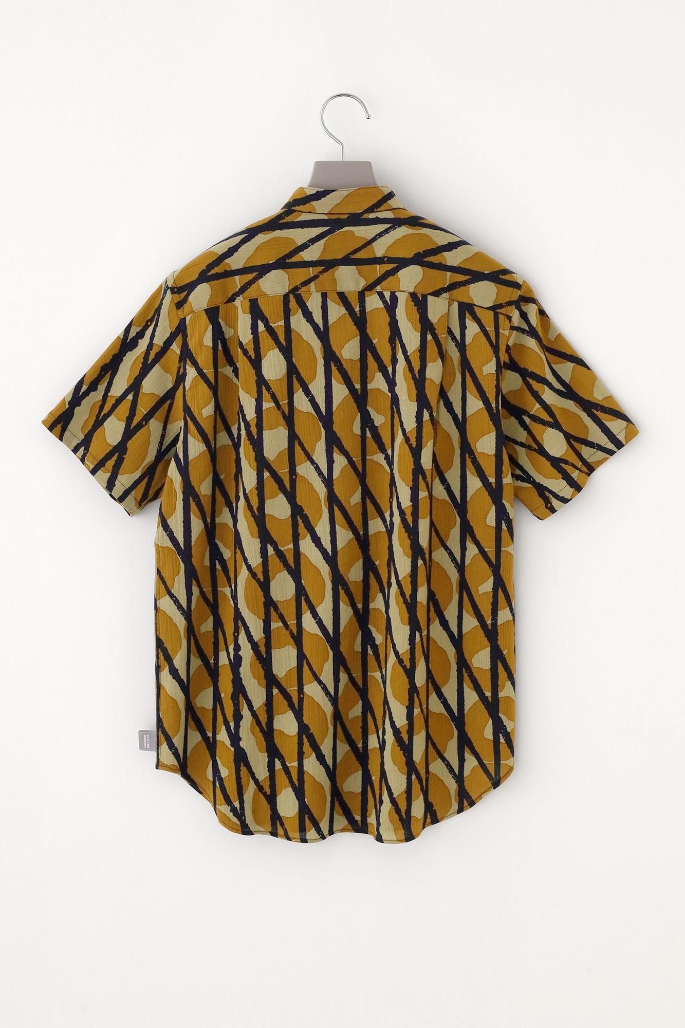 【net限定】高島縮 20/20 スタンドカラー半袖シャツ／嵐（あらし）