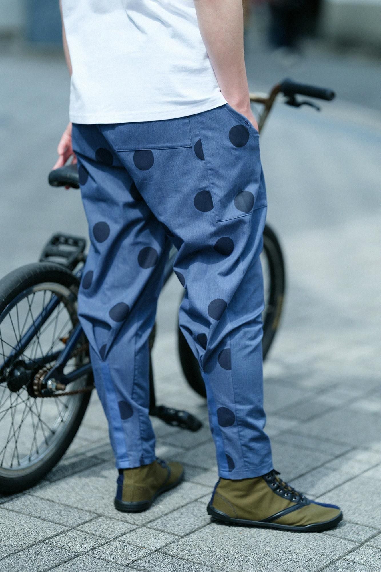 【期間限定10%OFF】棉×Coolmax(R) BIKE 修腿馬術褲／淺藏青×圓點 間疏（※預計於4月29日～5月2日左右發貨）