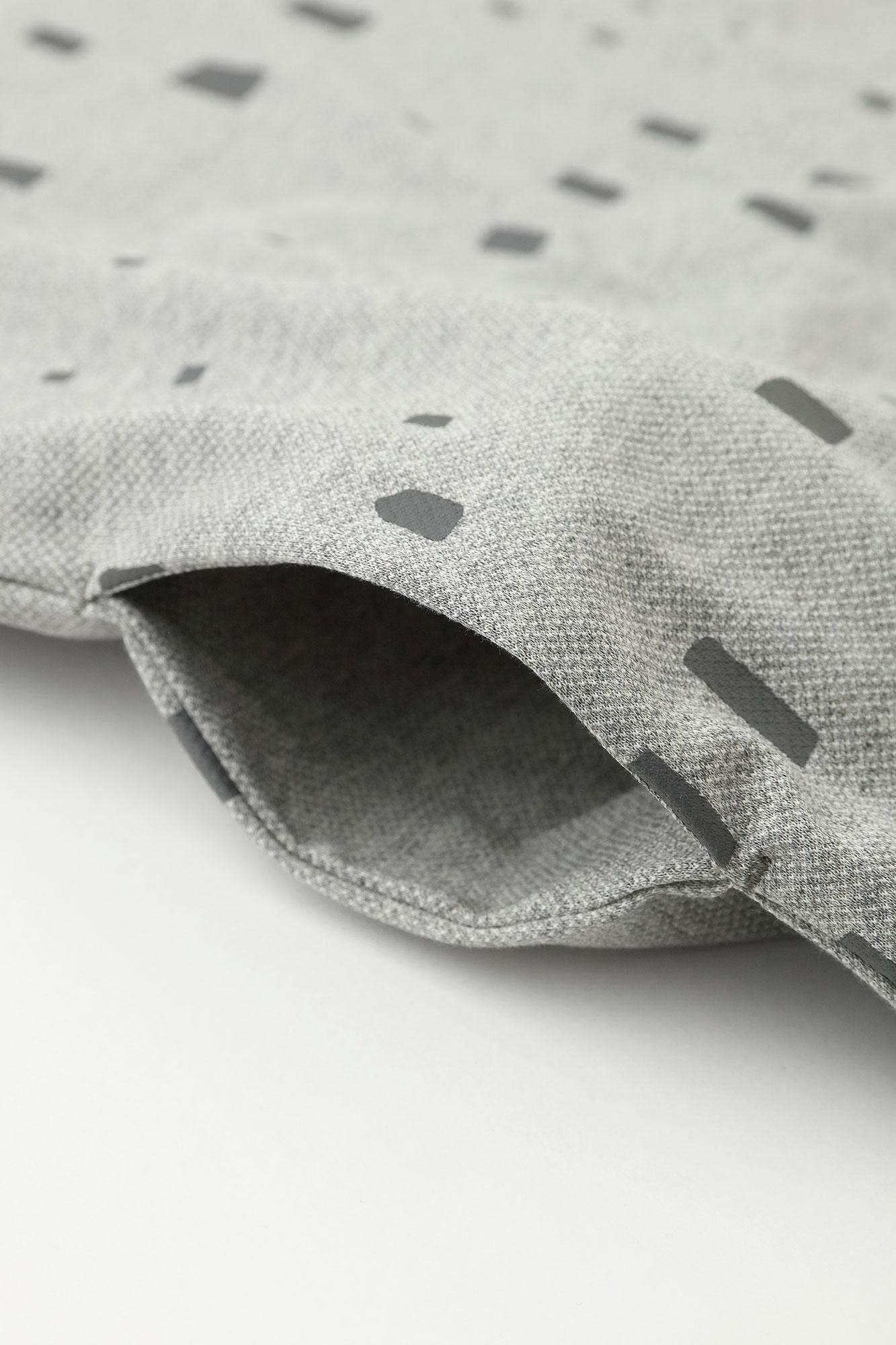 鹿之子編針織 平袖船領長版上衣／窗 灰白色