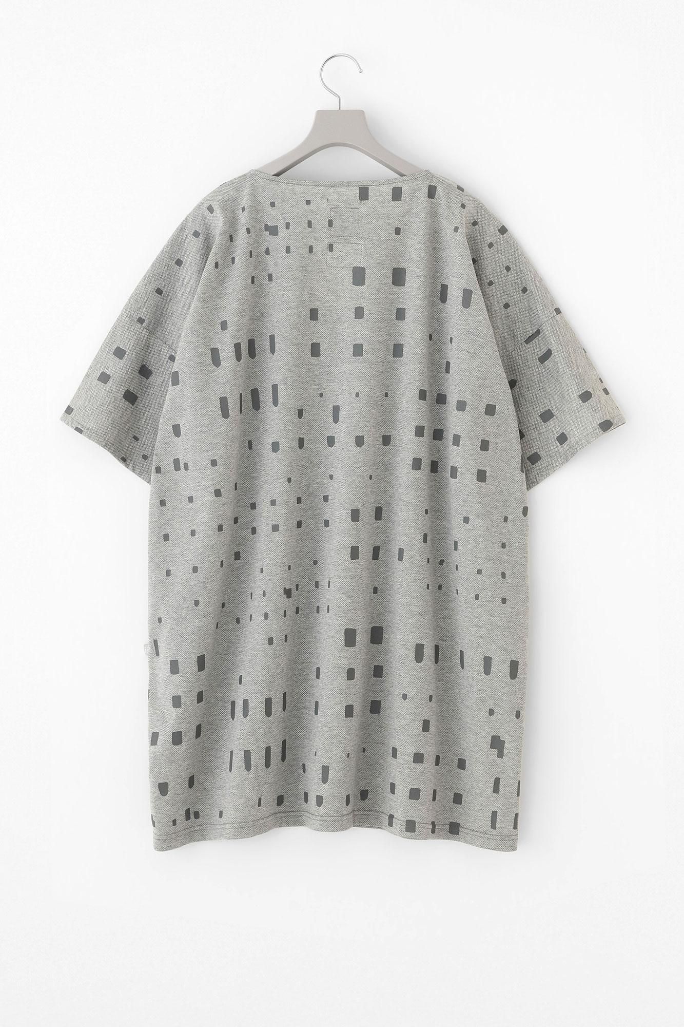 鹿之子編針織 平袖船領長版上衣／窗 灰白色