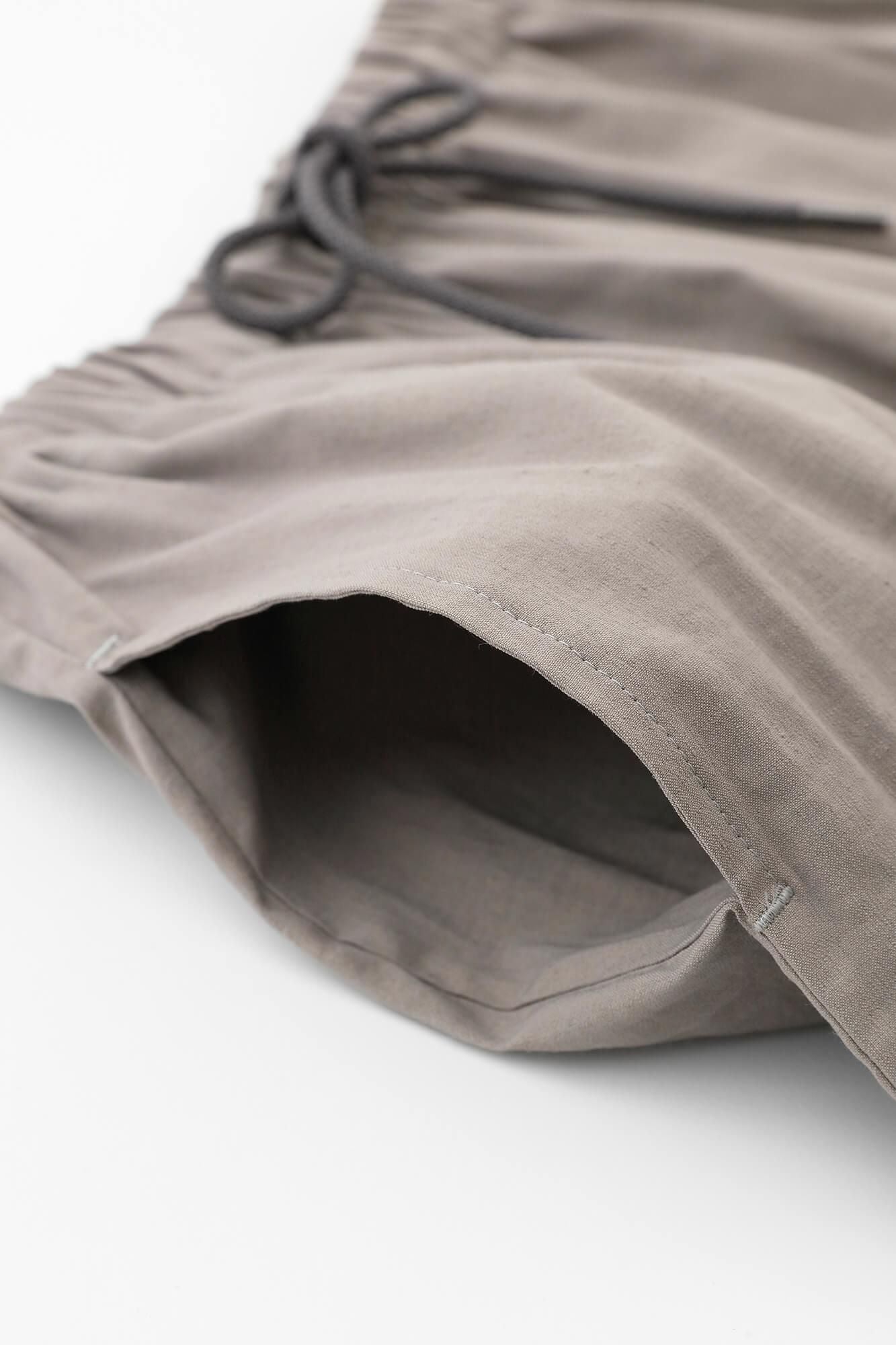 [仅在线]拉伸亚麻丝程裤易于锥形裤/浅棕色鼠标