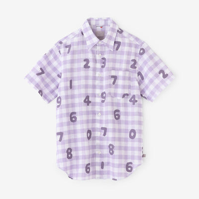 亞麻格子短袖襯衫／SO-SU-U十數 薰衣草紫
