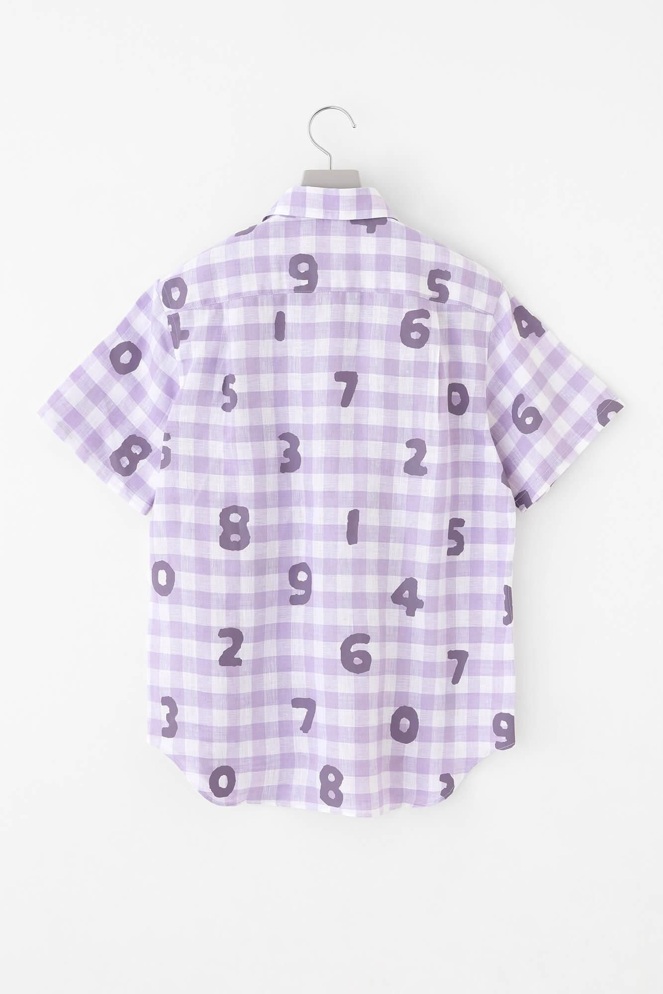[nur Netto] Leinen-Karo-Kurzarmhemd/SO-SU-U Lavendel