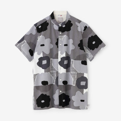 Chizimi Cotton 20/20 Stand Collar Short Sleeve Shirt SP／Pressed Flowers