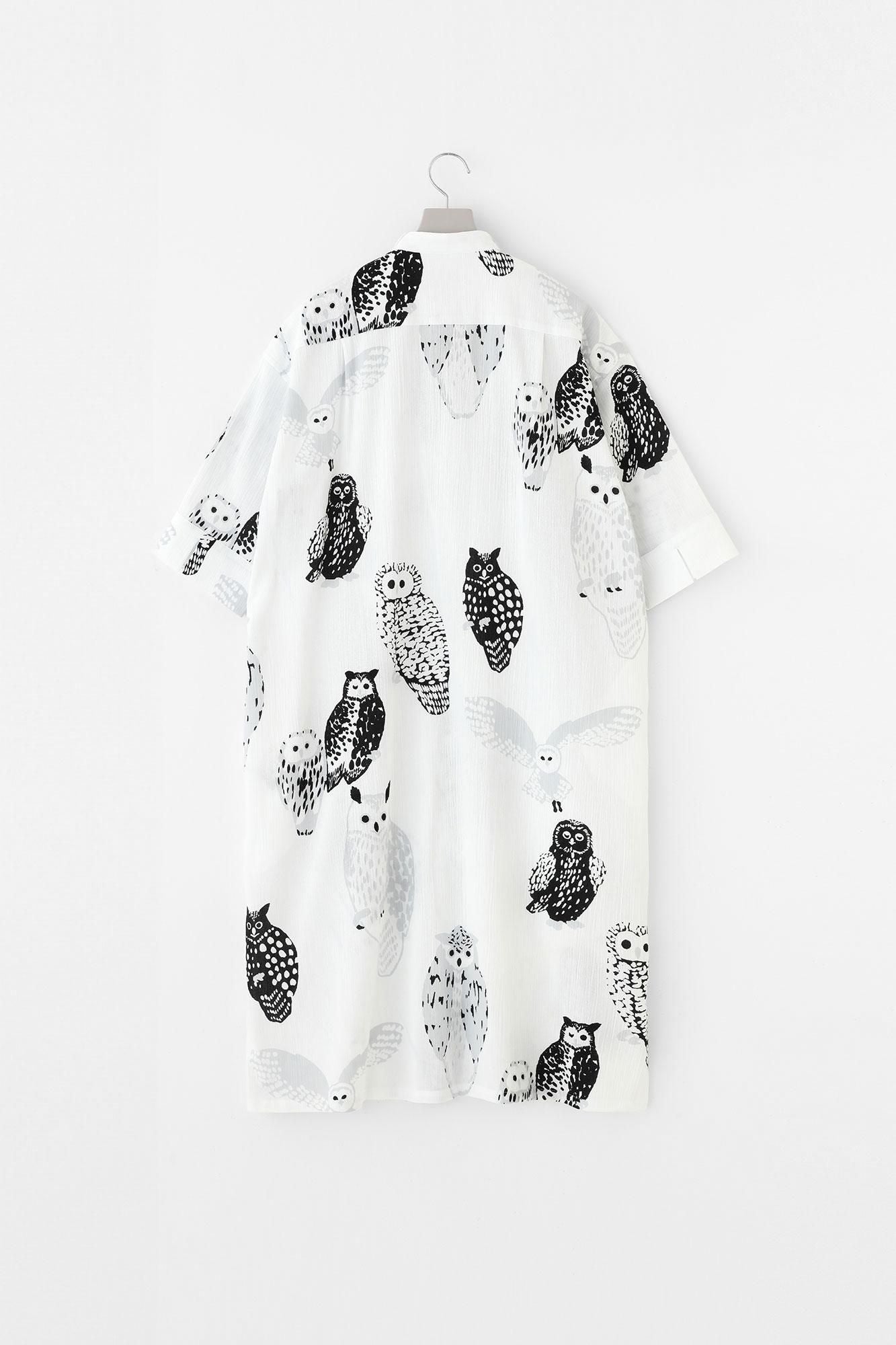 高島縮 20/20 グランシャツワンピース 6分袖／ふくろう