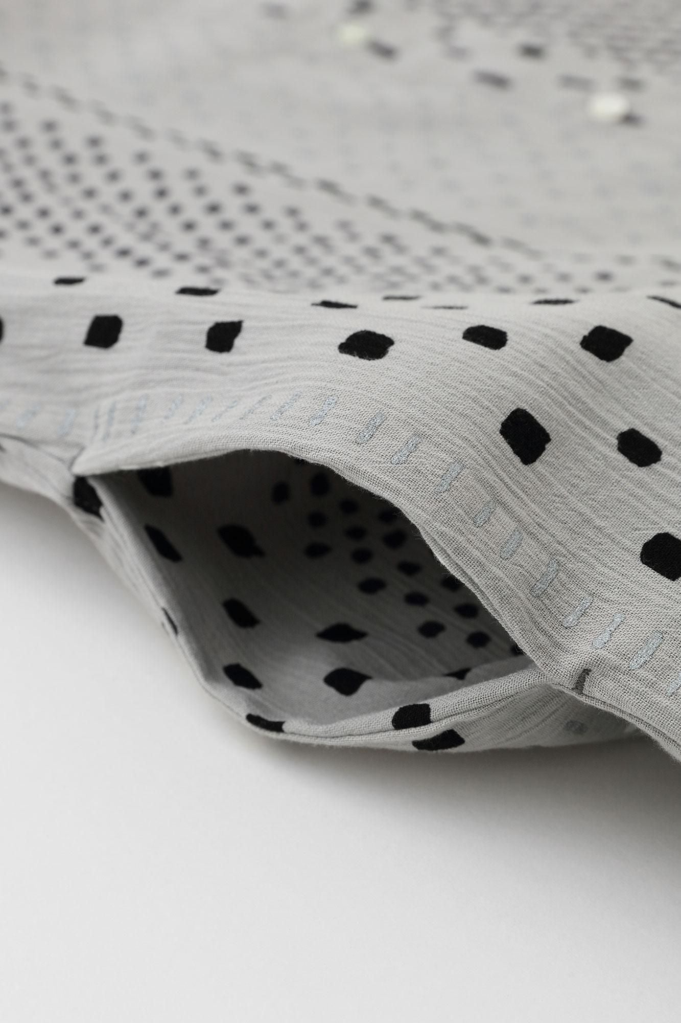 高島縮 20/20 グランシャツワンピース 6分袖／霰縞（あられじま）