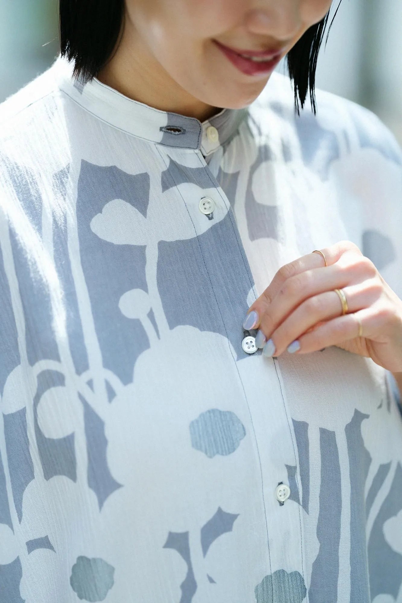 Chizimi Cotton 20/20 Gran Shirt Dress Elbow Length Sleeve／Basking in the Sun