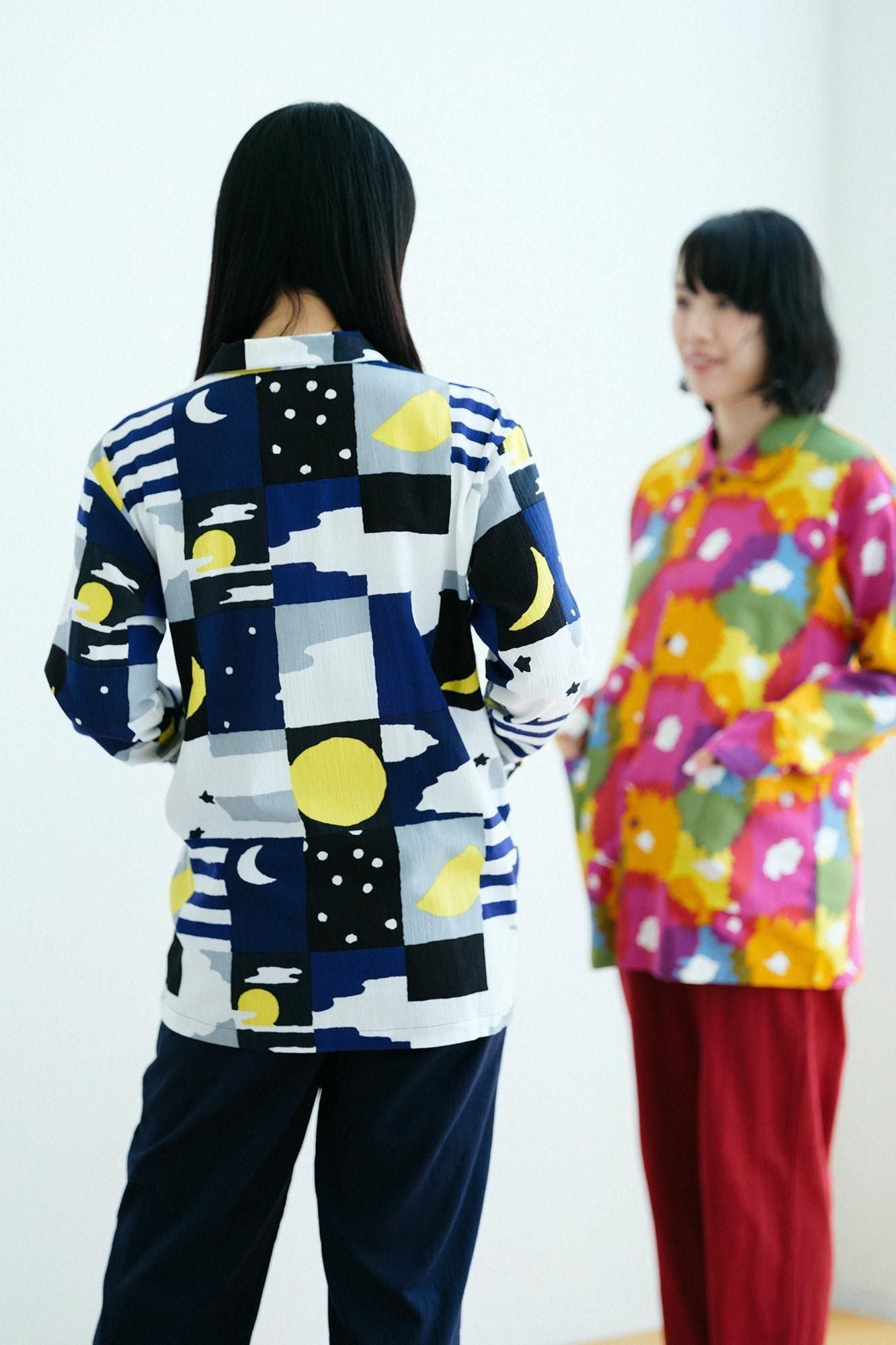 Takashima Chijimi 20/20 Textilpyjama/Moon and Stars Midnight (Mayonaka) x Dark Navy