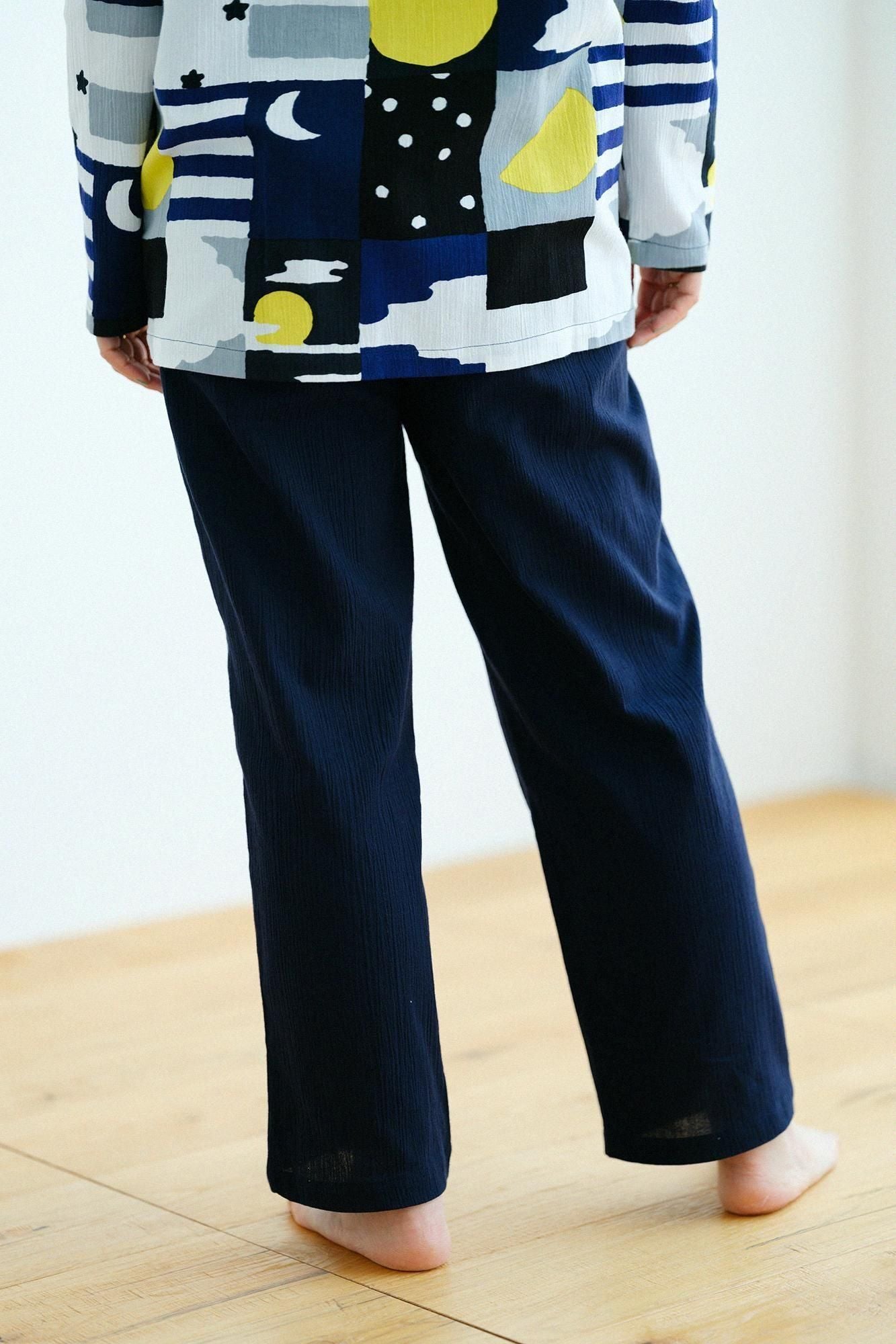 パジャマ20 Takashima Chijimi 20/20 Textilpyjama/Moon and Stars Midnight (Mayonaka