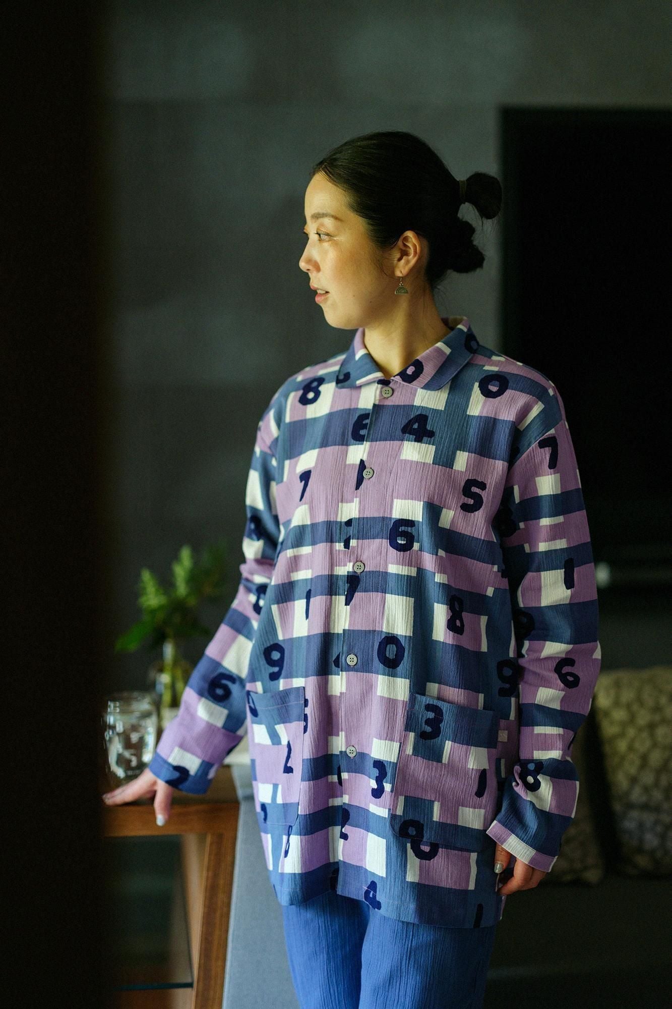 【官網先行販售】高島縮棉 20/20圖案紋樣居家服/ SO-SU-U十數和隨性格子×群青（※預計於5月上旬發送）