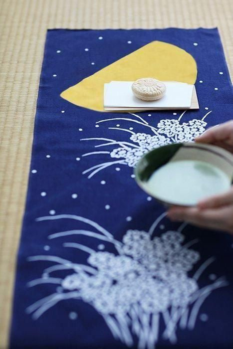 ISE Cotton Textile Tenugui / Automn Night (Akinoyoru)