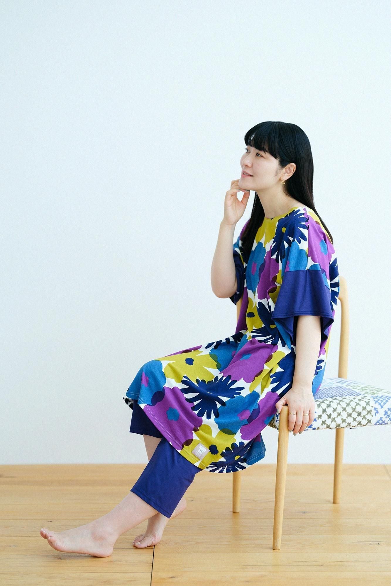 新品タグ付き　ワコールルームウェア SOUSOUワンピース　M-L ワコール ルームウェア SOU・SOU ワンピース RNT208 M-L 綿100％ 6分袖