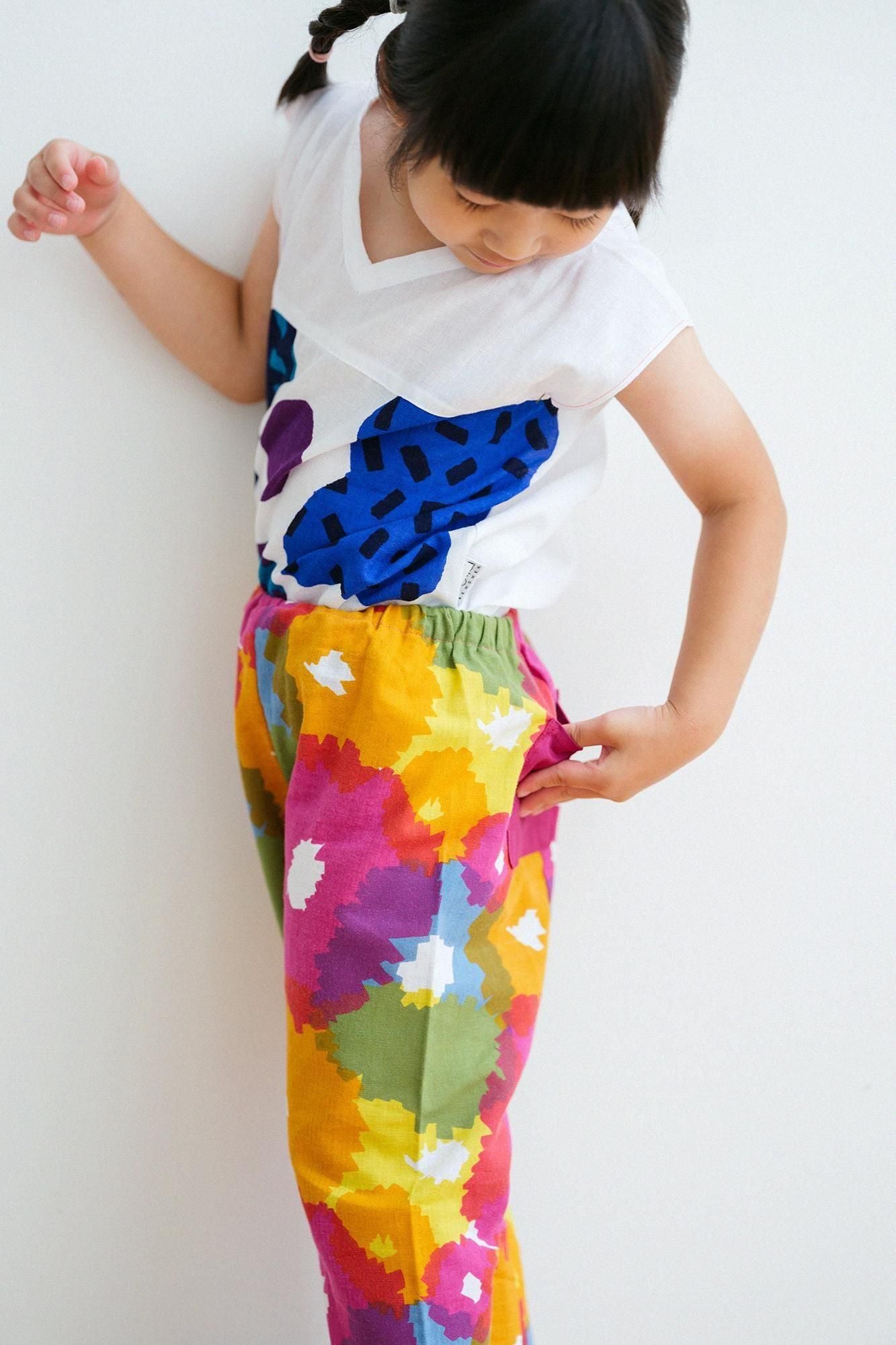 ●伊勢木棉 童裝長褲／盛開