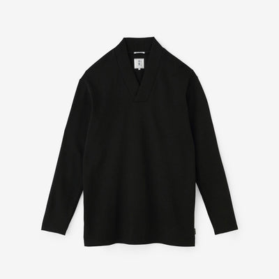 雙面編 狹風靡 和服領上衣 拔衣紋／黑色