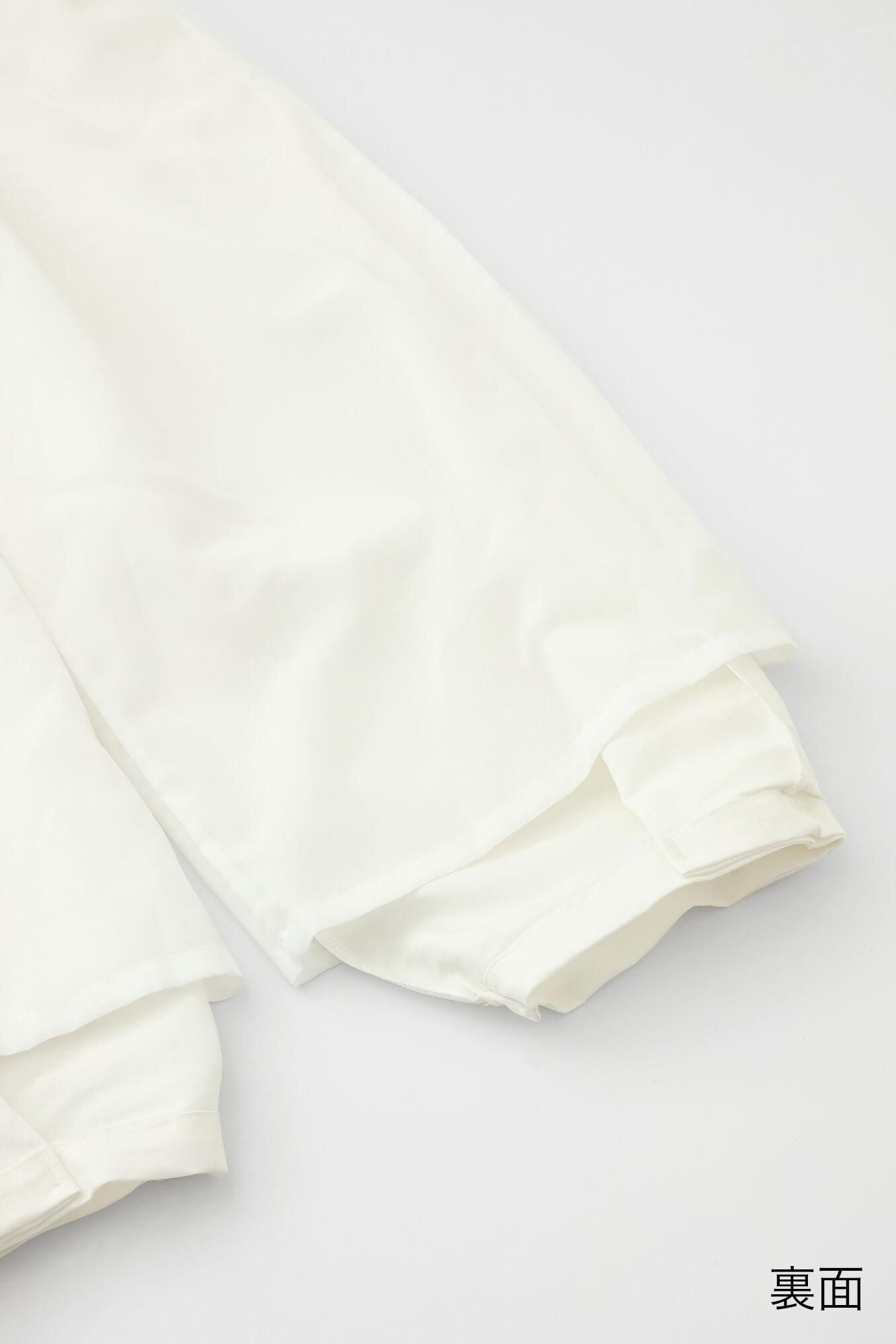 棉麻紡 斜紋織 二褶闊腿褲 蕾／白色