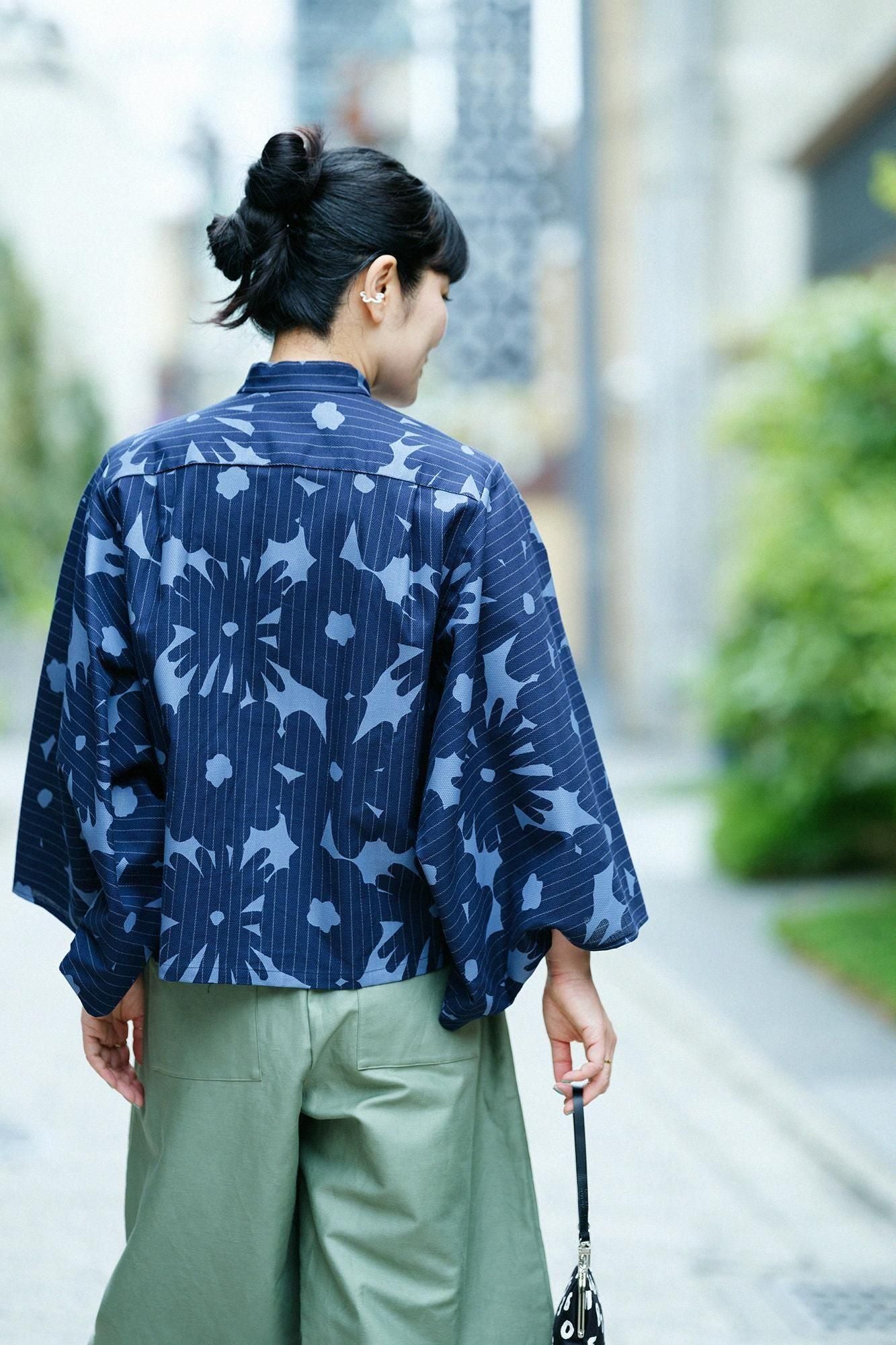 【net限定】綿麻 草衣　上　おおらか 濃紺間道 綿麻 草衣（そうい） 上（うえ）／おおらか 濃紺間道（のうこん