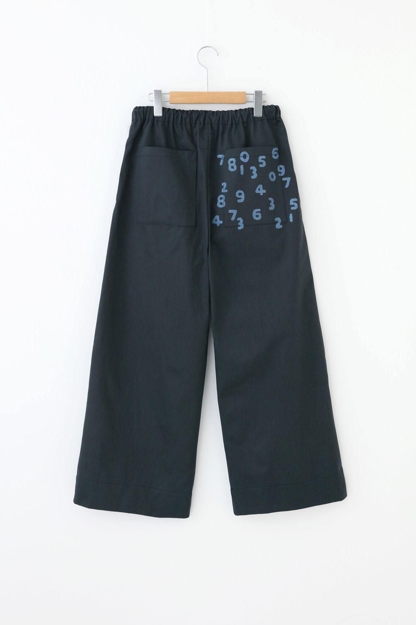 高密度卡其布闊腿褲／青墨色