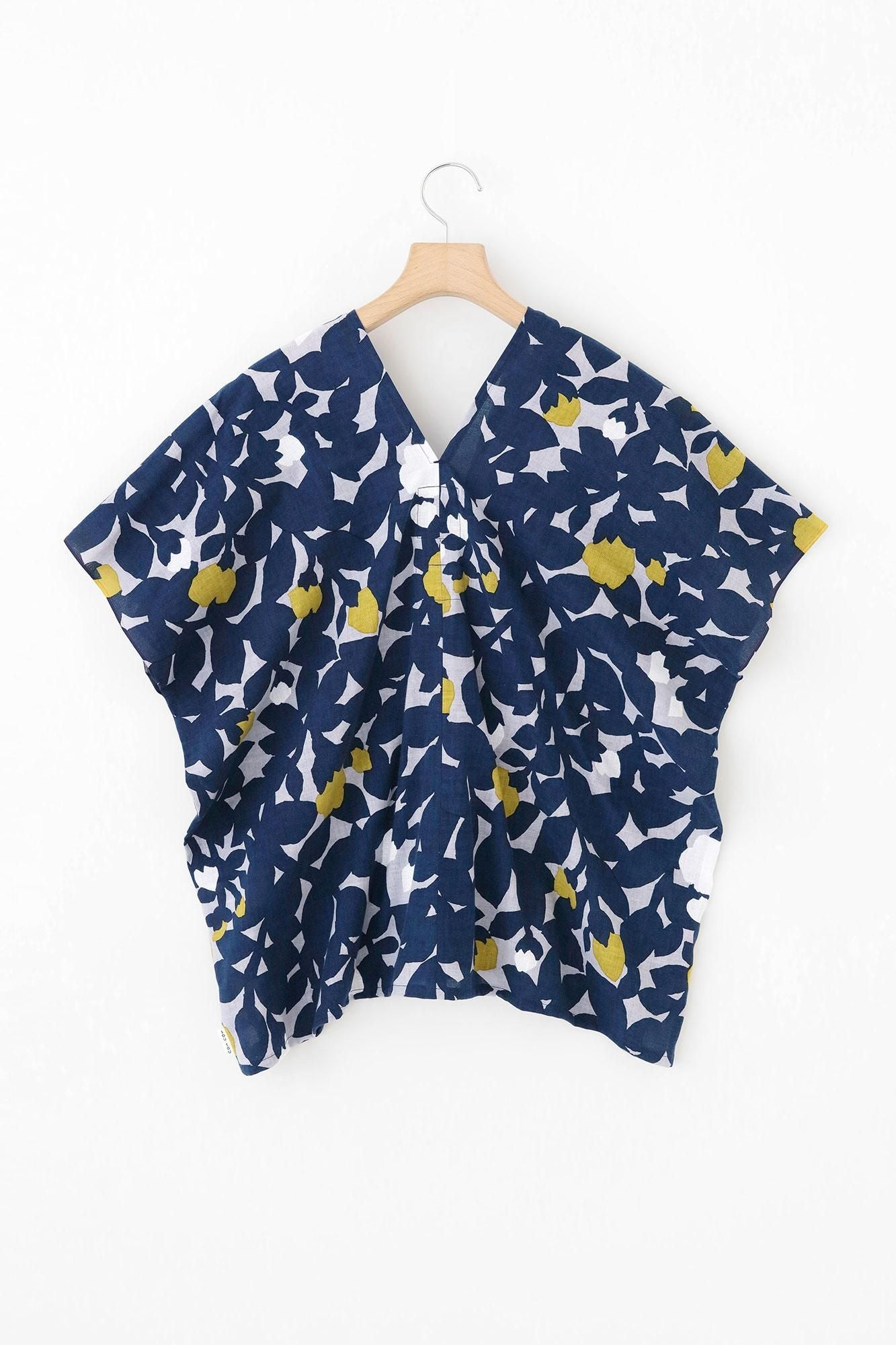 伊勢木棉 文 方形上衣 拼接／野薔薇