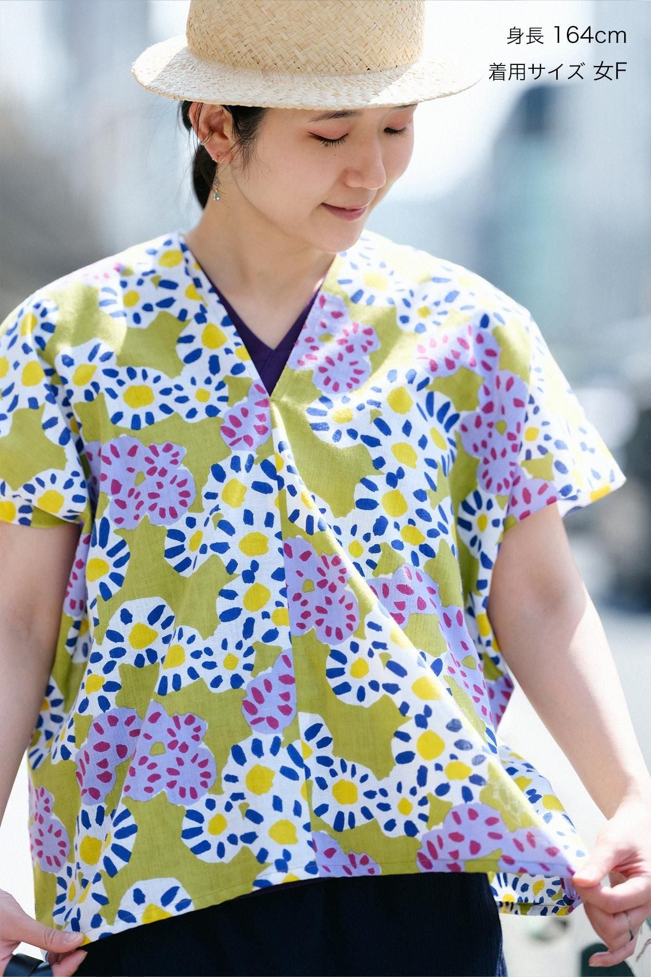 【官網限定】伊勢木棉 文 方形上衣 拼接/菊花開花