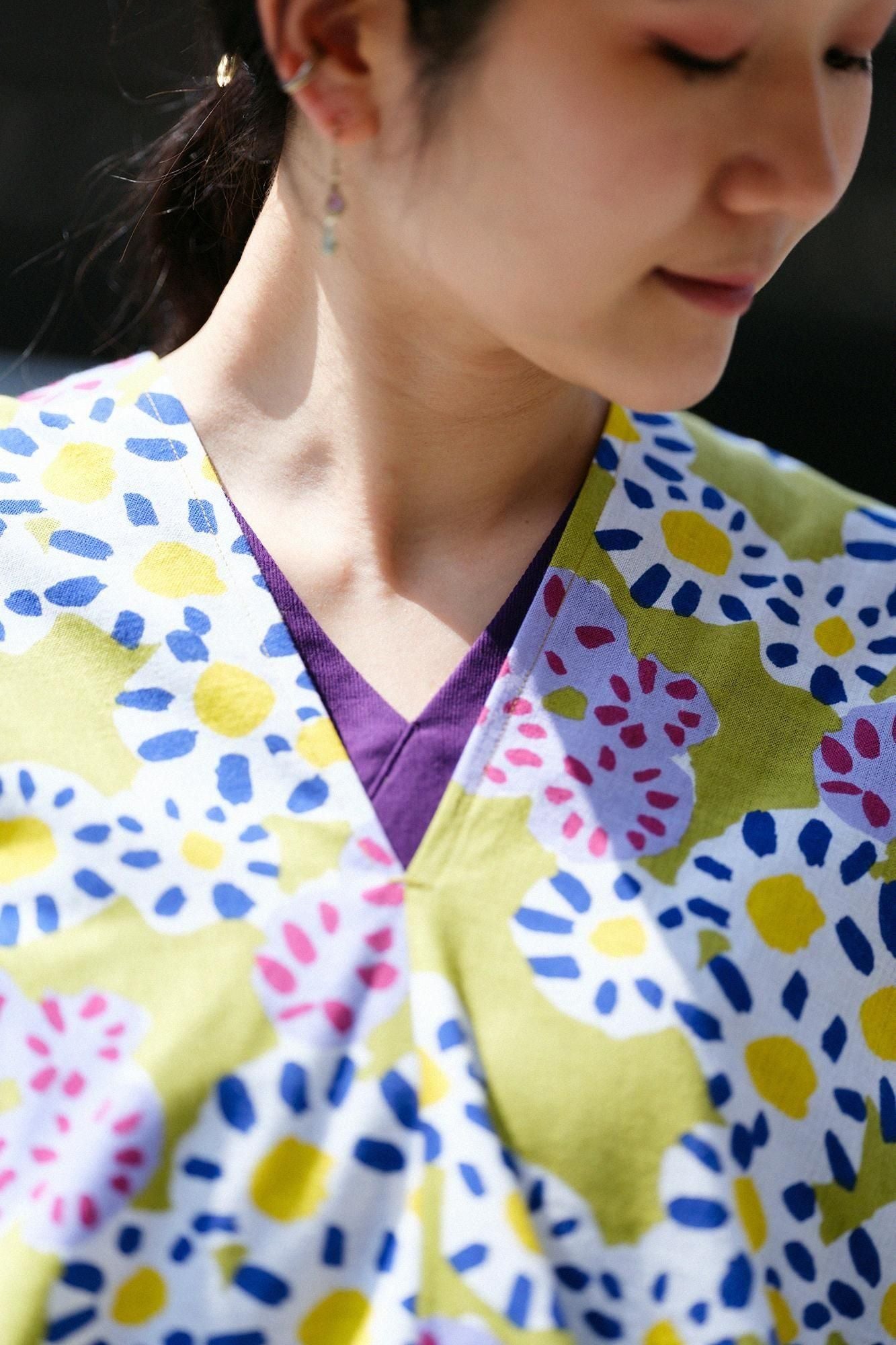 【官網限定】伊勢木棉 文 方形上衣 拼接/菊花開花