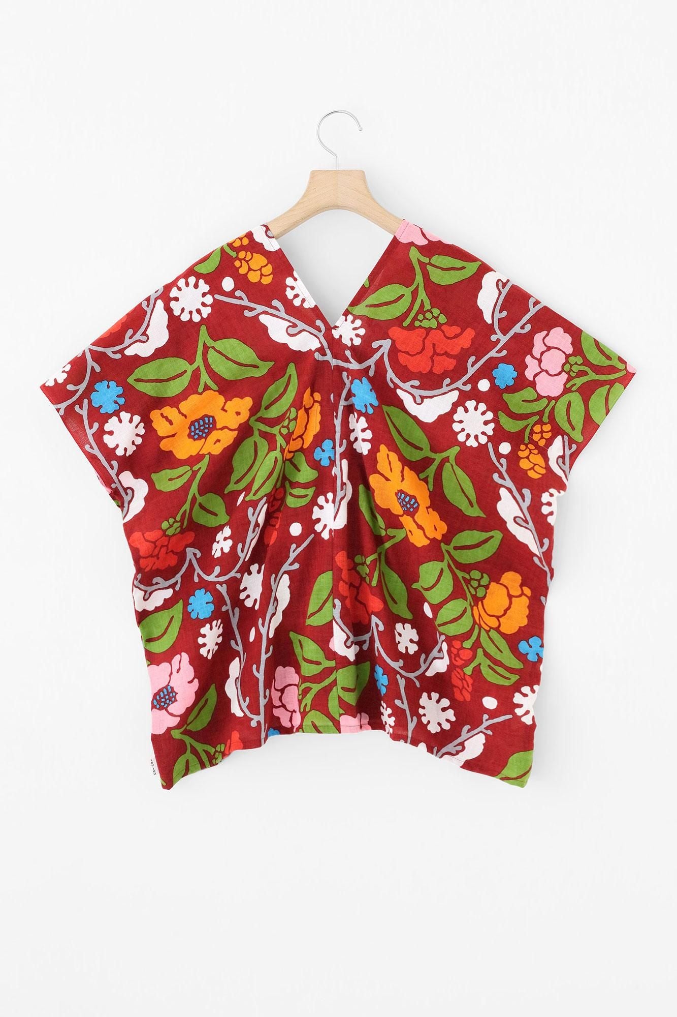 【官網限定】伊勢木棉 文 方形上衣 拼接/與山茶花的雪摩奇柳樹（雪柳與椿）